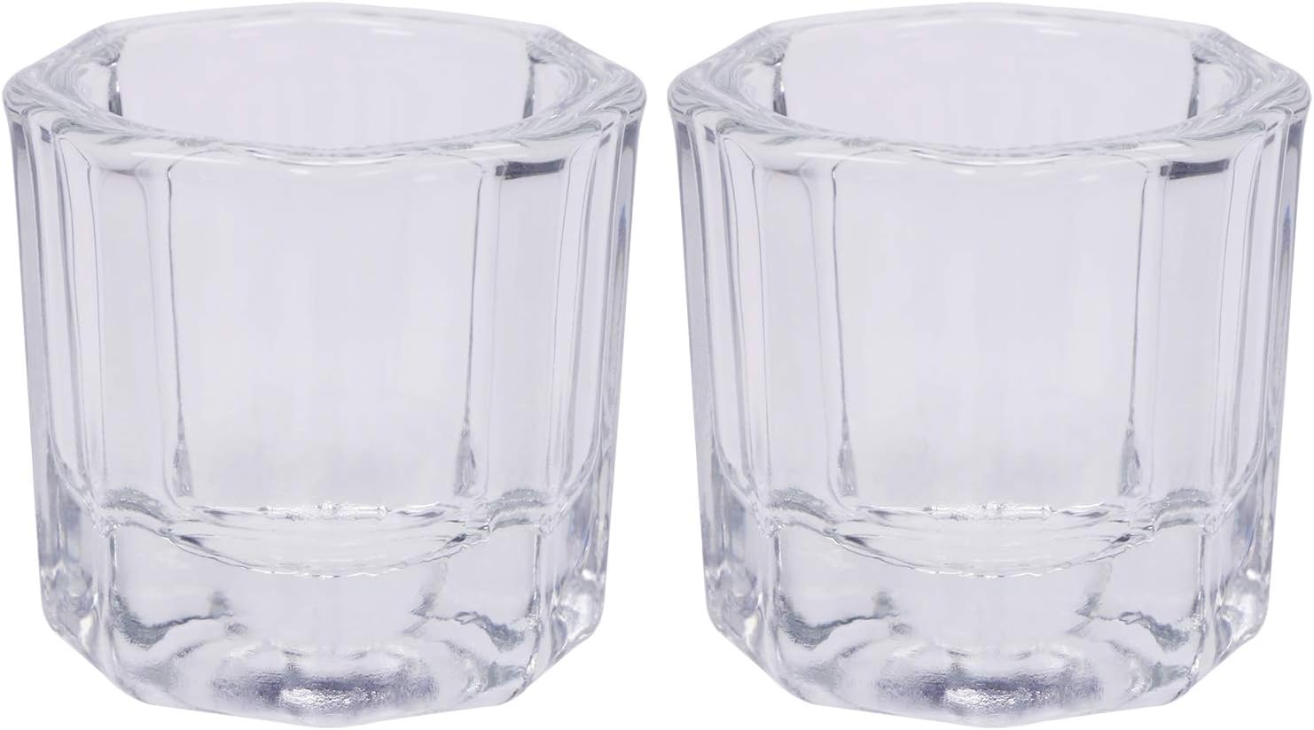 Shapenty Nail Art Acrylic Liquid Powder Dappen Dish Glass Crystal Cup Containers Glassware Tools for Nail Polish Remover Eyebrow Tint and Eyebrow Dye Mixing, 2PCS