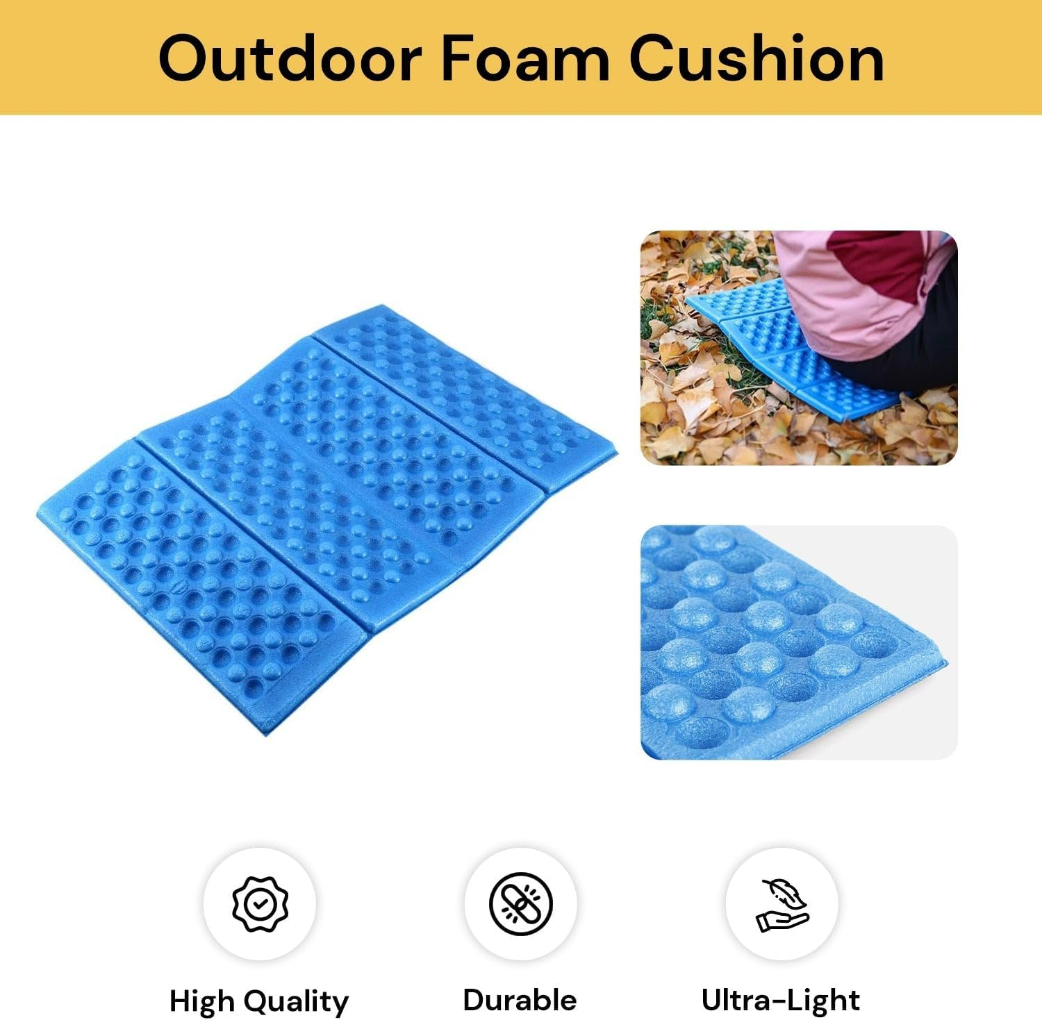 EZONEDEAL Portable Ultralight Mini Waterproof Folding Mat, Foam Sitting Pad for Outdoor Activities, Hiking Camping Park Picnic Playground Foldable Lightweight Kneeling and Seat Cushion Camping Pad image number 1