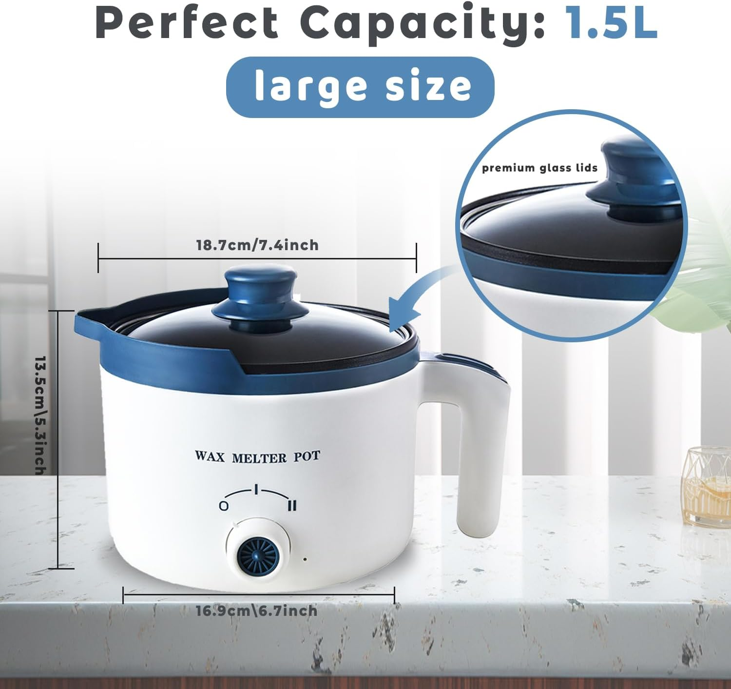 Candle Wax Melting Pot,Wax Melter for Candle Making with Pour Spout,Non-Stick Electric Candle Making Pouring Pot,Candle Making Supplies with Heat-Resistant image number 4