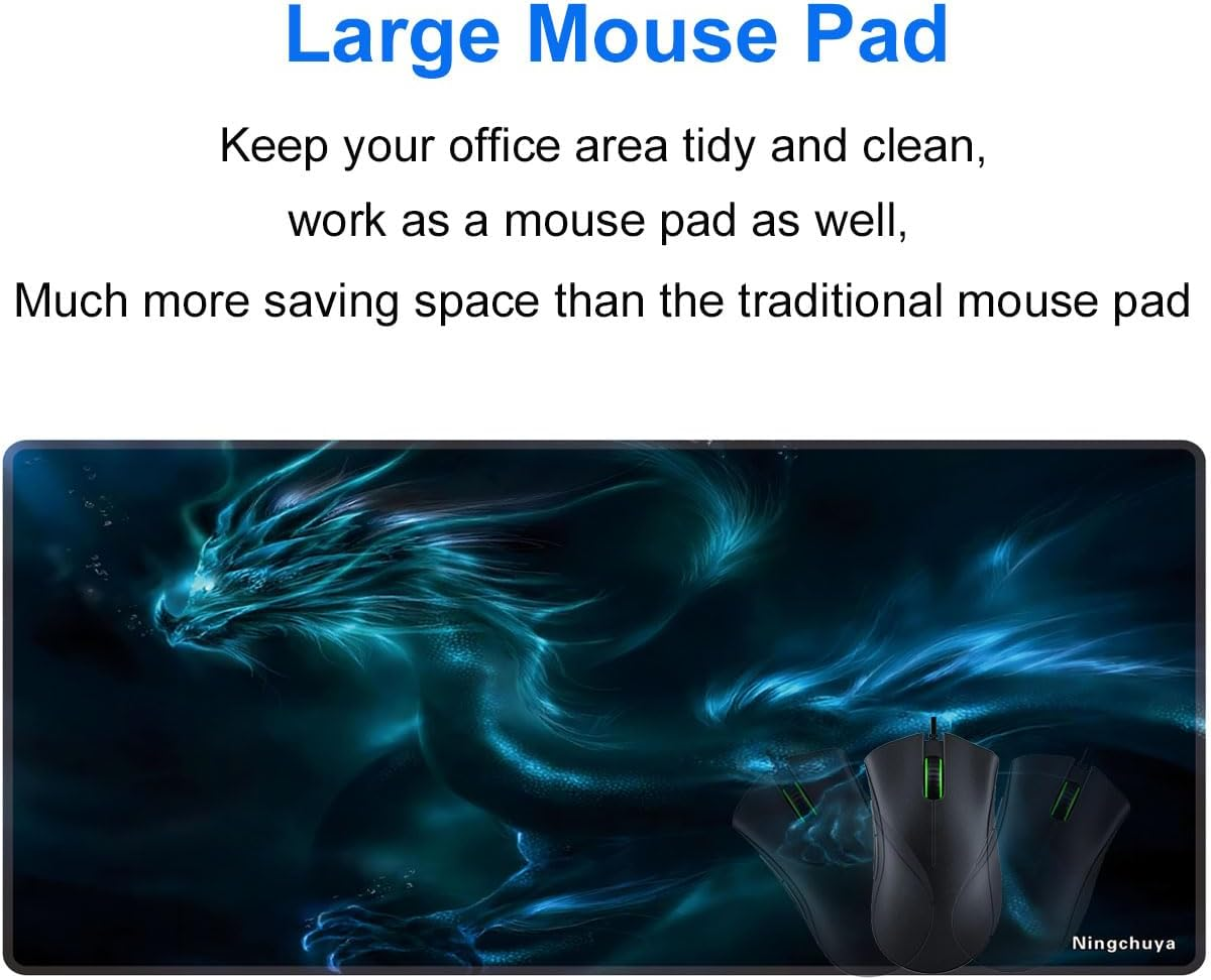Mouse Pad, Large Desk Mat on Top of Desk Keyboard Playmat, 23.6X11.8In Extended Mouse Pad for Work, Game, Office, Home (6030 Dragonnew) - 6030 Fantasymoon image number 7