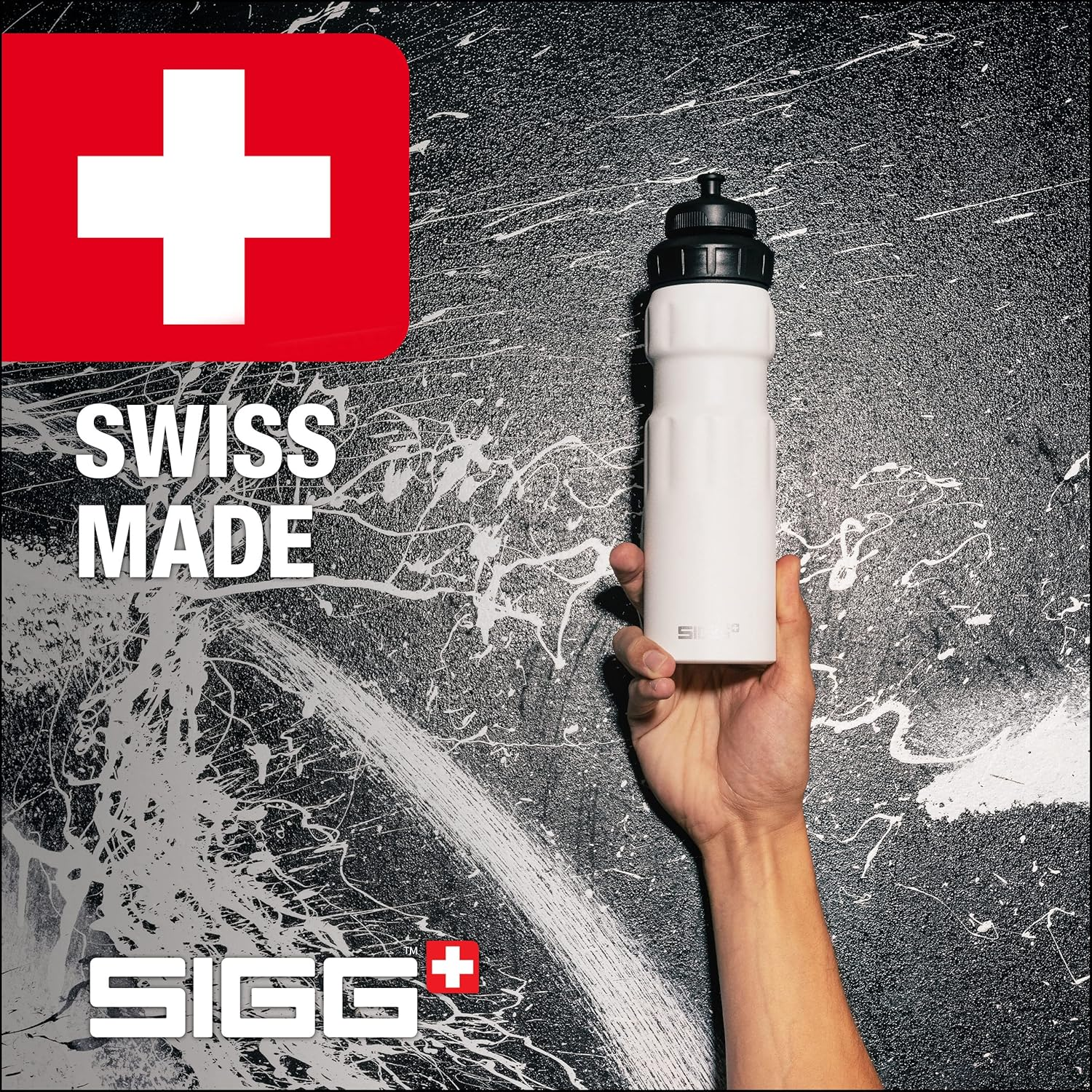 SIGG - WMB Sports Water Bottle - Made in Switzerland - with 3-Stage Sport Cap - Lightweight Metal - Gym, Biking - 25 Oz - White image number 6