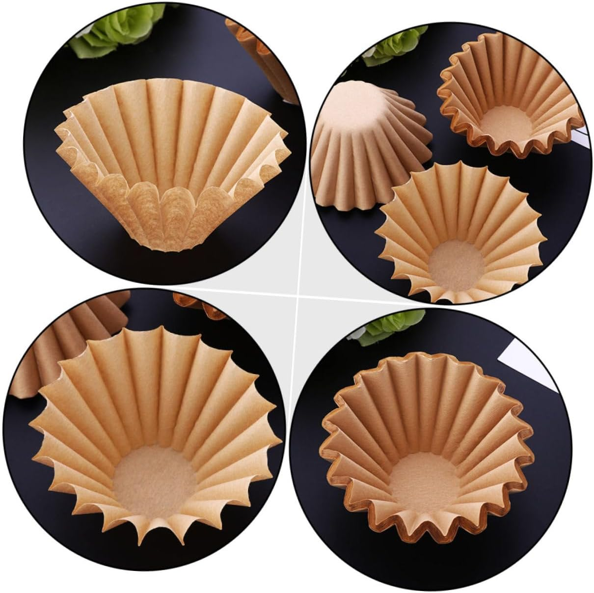 Ciieeo 100 Sheets Bowl Shaped Filter for Kung Fu Tea Wavy Design Filter Natural Coffee Tools Reusable Large for Home Outdoor Tea image number 4