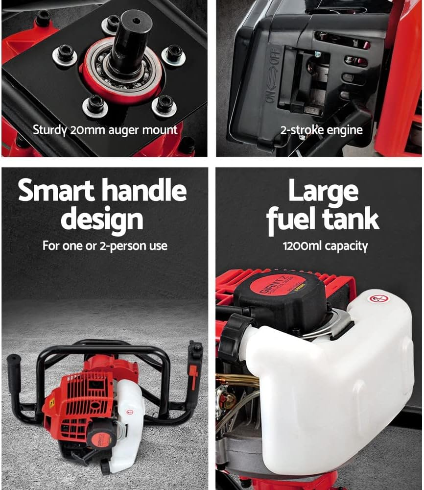 Giantz Post Hole Digger 92Cc Electric Garden Auger Ground Drill Bit Power Tools Hand Tool Gardening Accessorries Gifts for Seedlings, Flowers Fence Extension,(Motor Only) with Anti-Vibration Handle image number 1