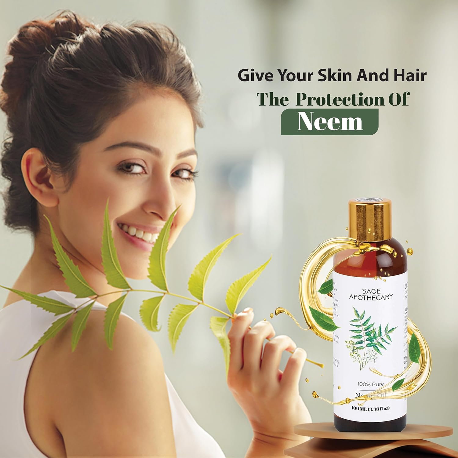 Sage Apothecary 100% Pure & Natural Premium Neem Oil for Hair Growth & Healthy Skin | Healing Dry & Damaged Hair | Pack of 100ML