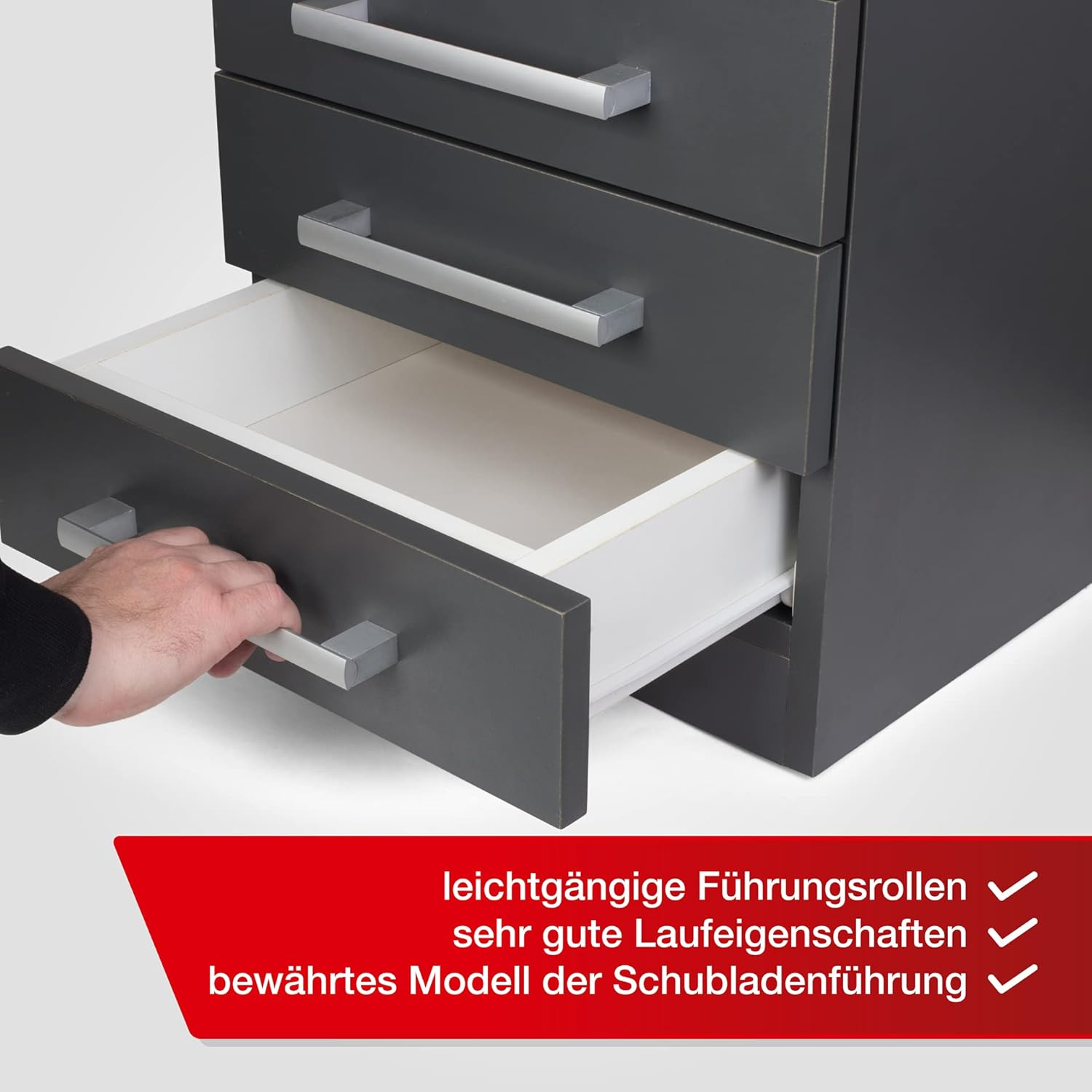 Loumaxx Roller Slide Guides 500 Mm | Set of 2 (1 Pair) Drawer Runners White | Drawer Rail System with Partial Extension | Smooth Runners Drawer in Cream White image number 5