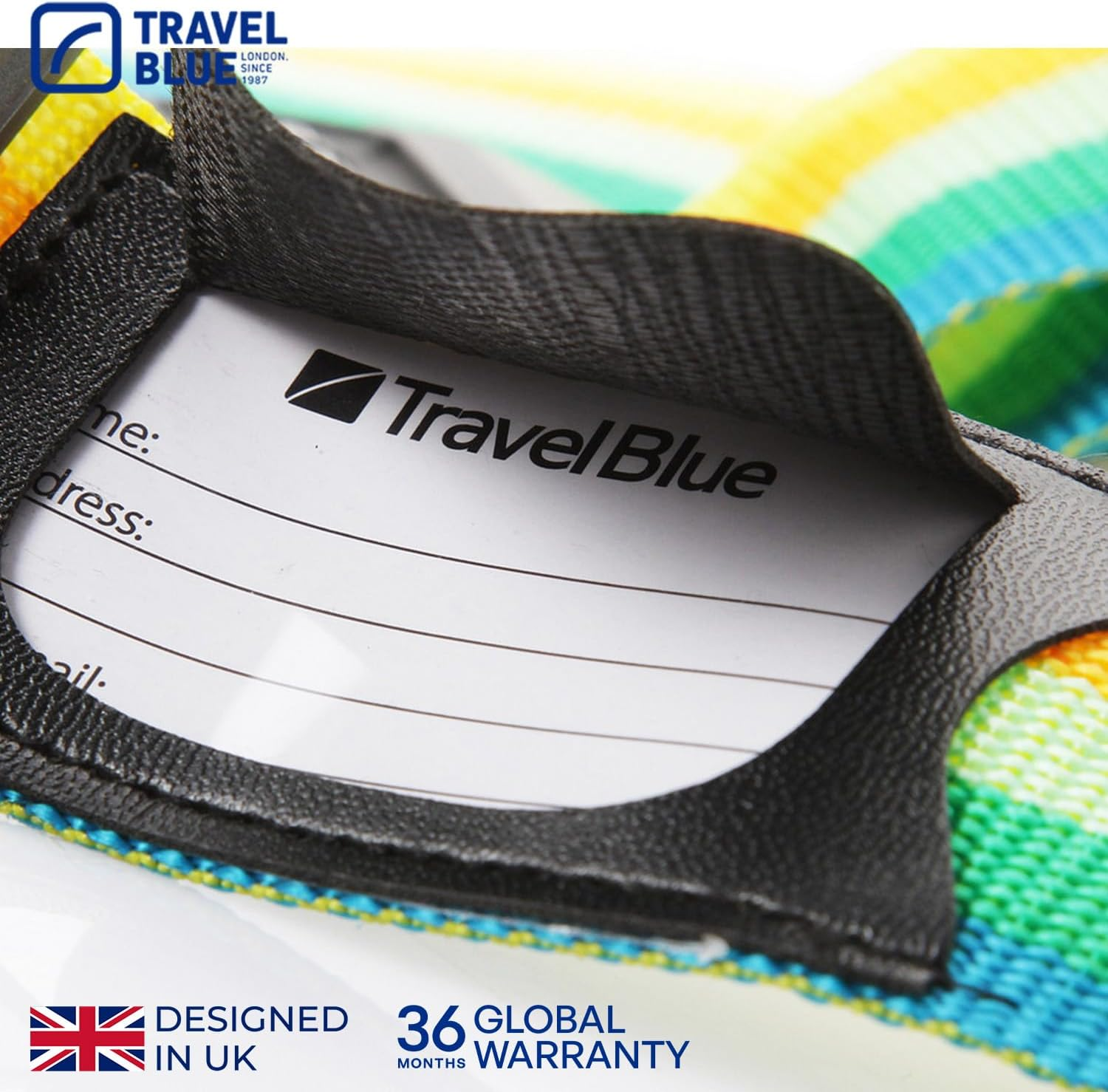 Travel Blue Luggage Straps - 3 Dial Combination Suitcase Straps, Multicolour, 200Cm Length, Secure Your Belongings with High-Impact Buckle and Integrated Address Label, Fits All Luggage Sizes image number 2