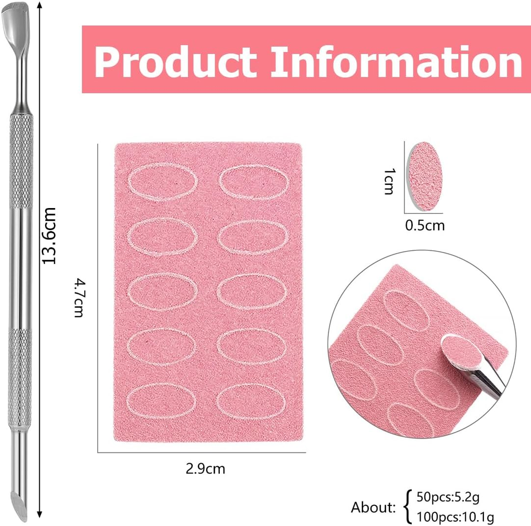 ZORVYN 1 X Stainless Steel Nail Driver and Manicure Sticks with 100 X Sandpaper, Cuticle Spoon Pusher, Dead Skin Fork Remover for Manicure, Pedicure and Nail Art