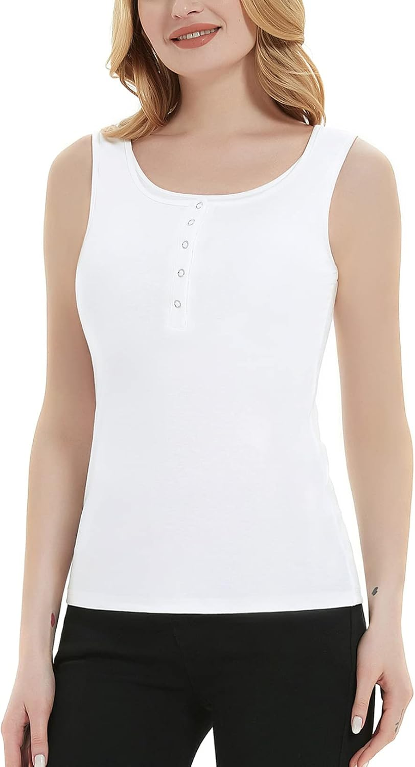 Nursing Tank Tops for Women Scoop Neck Sleeveless Breastfeeding Shirt image number 4