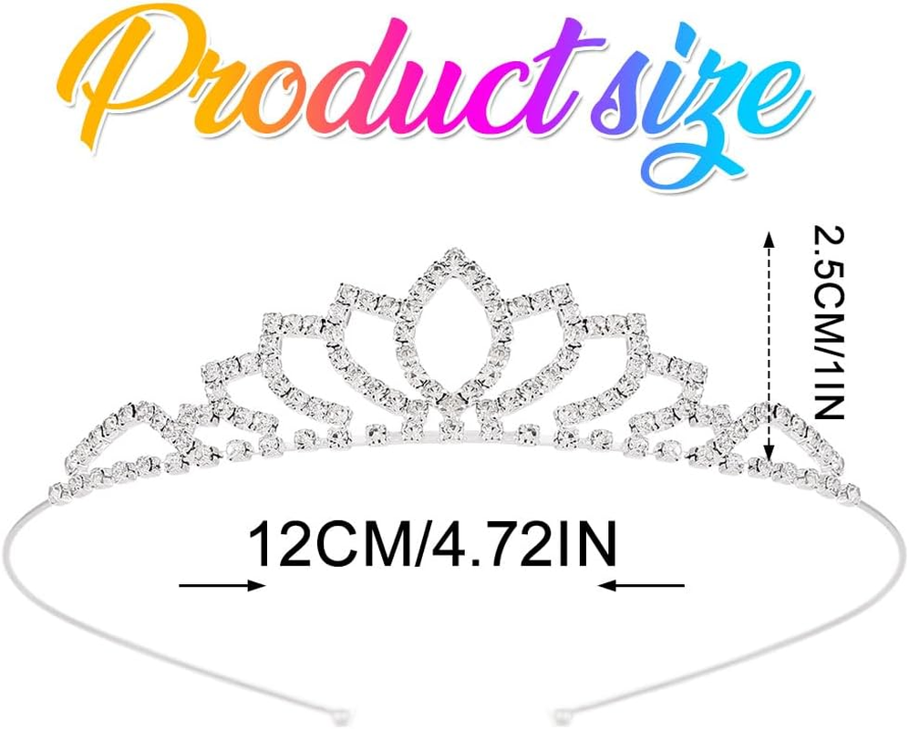 Kilshye Silver Girls Crowns Princess Tiaras Rhinestone Wedding Tiara Birthday Prom Crown Hair Accessories for Girl and Women - B image number 6