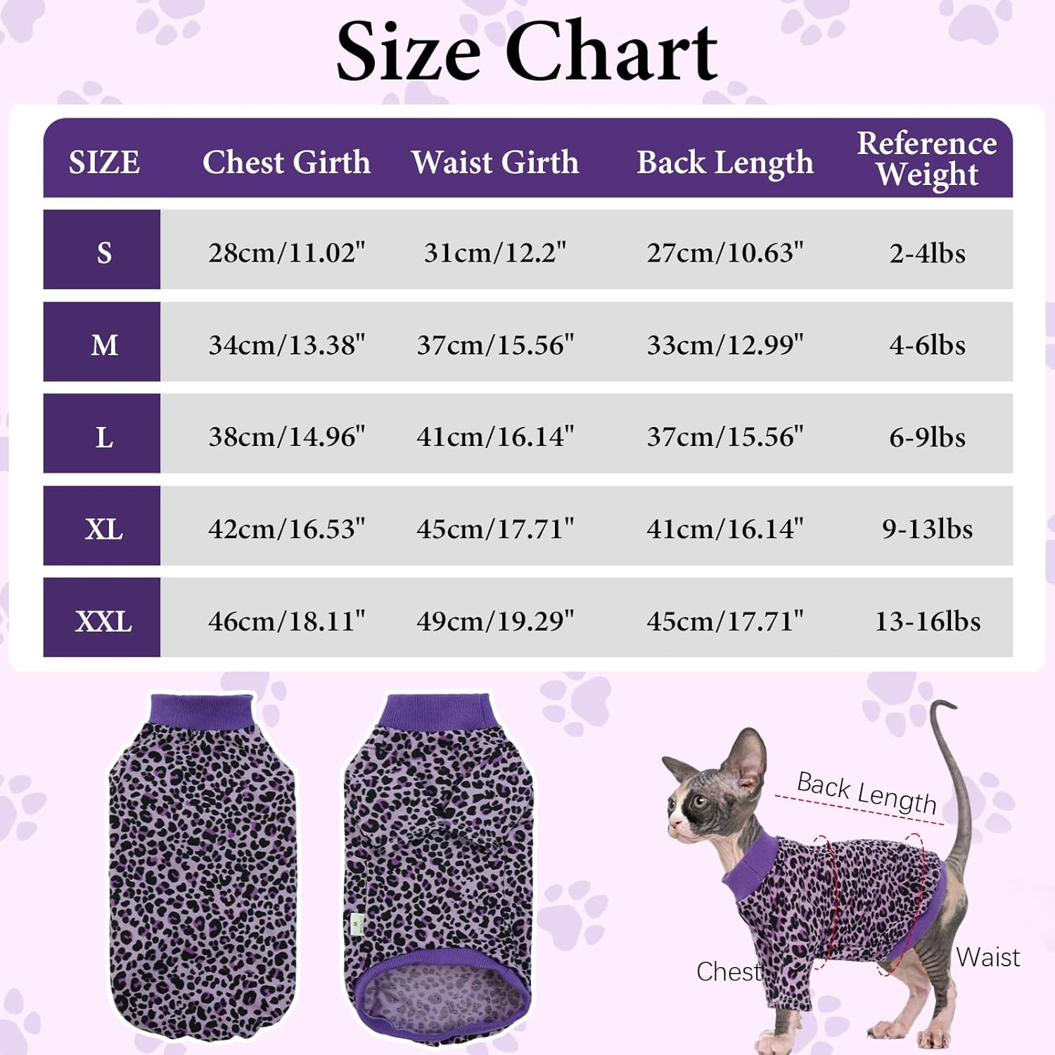 BRKURLEG Sphynx Hairless Cats Shirt Puppy Clothes Soft Cotton T-Shirts Cat Vest Pet Clothes, round Collar Vest Kitten Shirts, Cute Cats Pajamas(Purple, S) image number 3