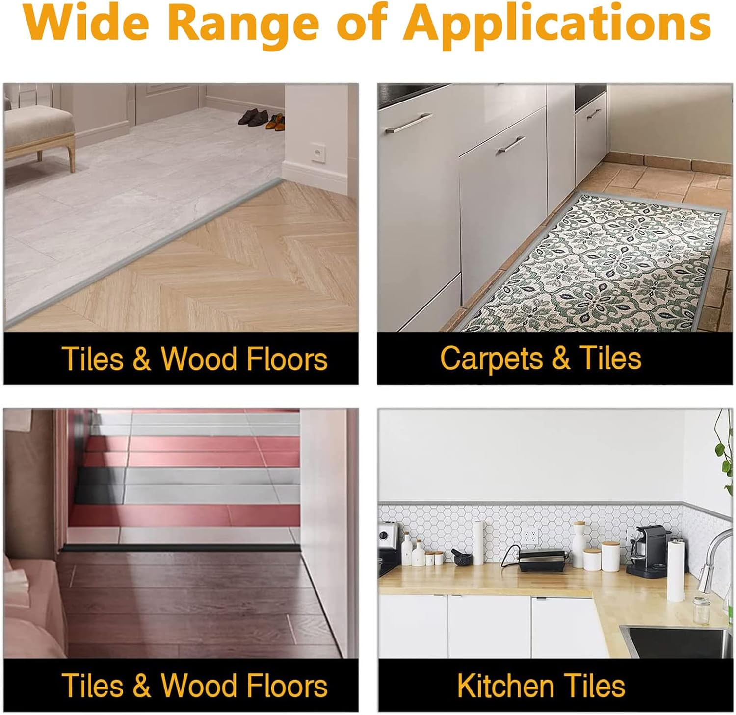 PVC Floor Transition Strip, 5M(16.4') Carpet & Floor Edging Trim, Peel and Stick Molding Trim for Threshold Transitions with a Height Less than 10 Mm, Carpet to Tile Transition Strip-Gray image number 3