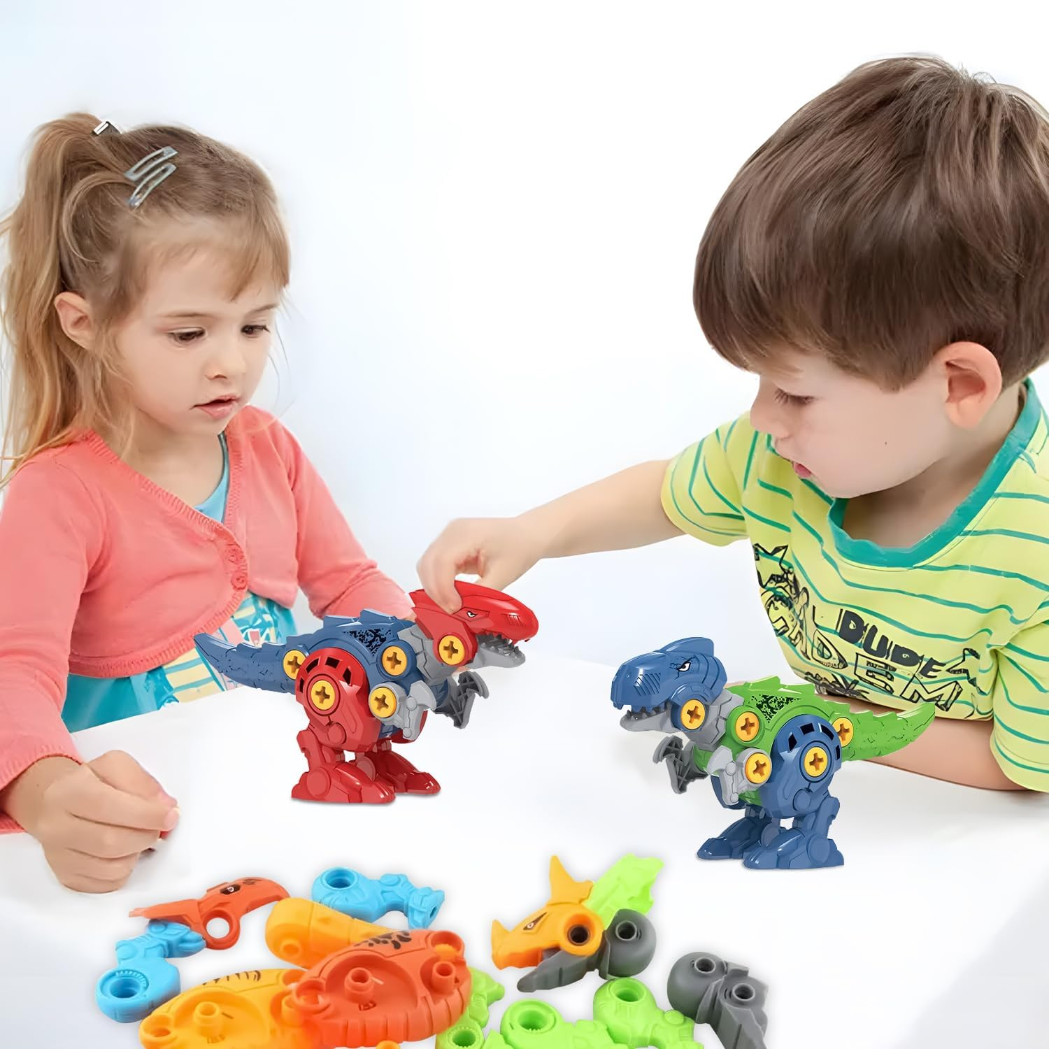 Yakiter 4 Pack Take Apart Dinosaur Toy, Educational Building Dinosaur Toy for 3 4 5 6 7 Year Old Kid Boy Girl, STEM Toy Birthday Gift Children Learning Construction Toy with Hand Drill Tool image number 2