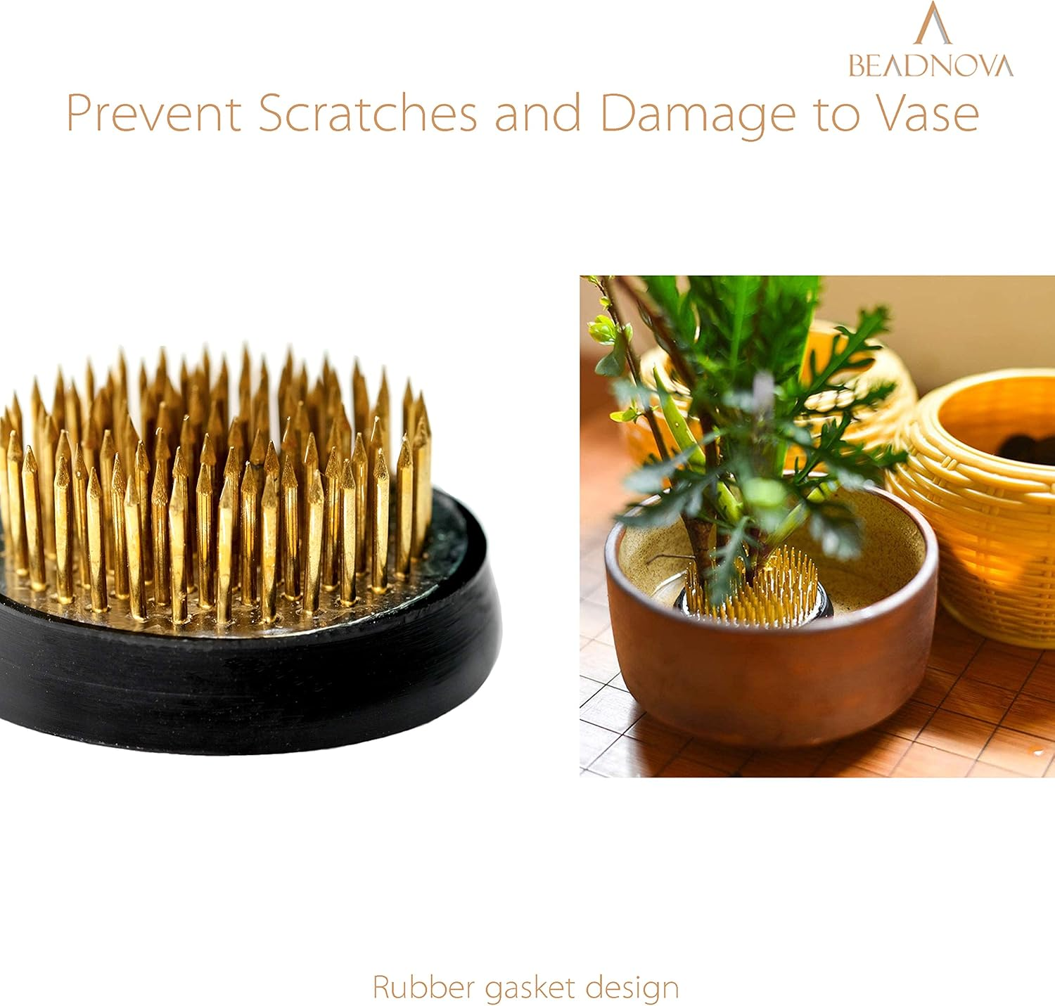 BEADNOVA Flower Frog Ikebana Kenzan with Rubber Gasket Floral Frog for Arrangements Ikebana Vase (2.4 Inch/60Mm, 1Pcs) image number 1