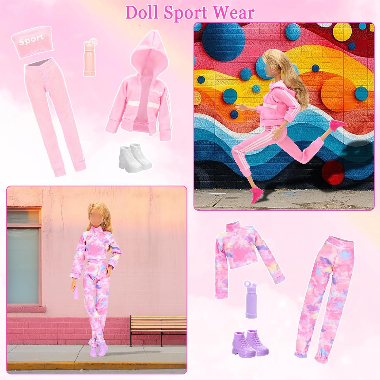 Barwa 8 Pcs Fashion Dresses Outfits Clothes + 8 Pairs Shoes + 8 Accessories for 11.5 Inch 30 CM Dolls image number 3