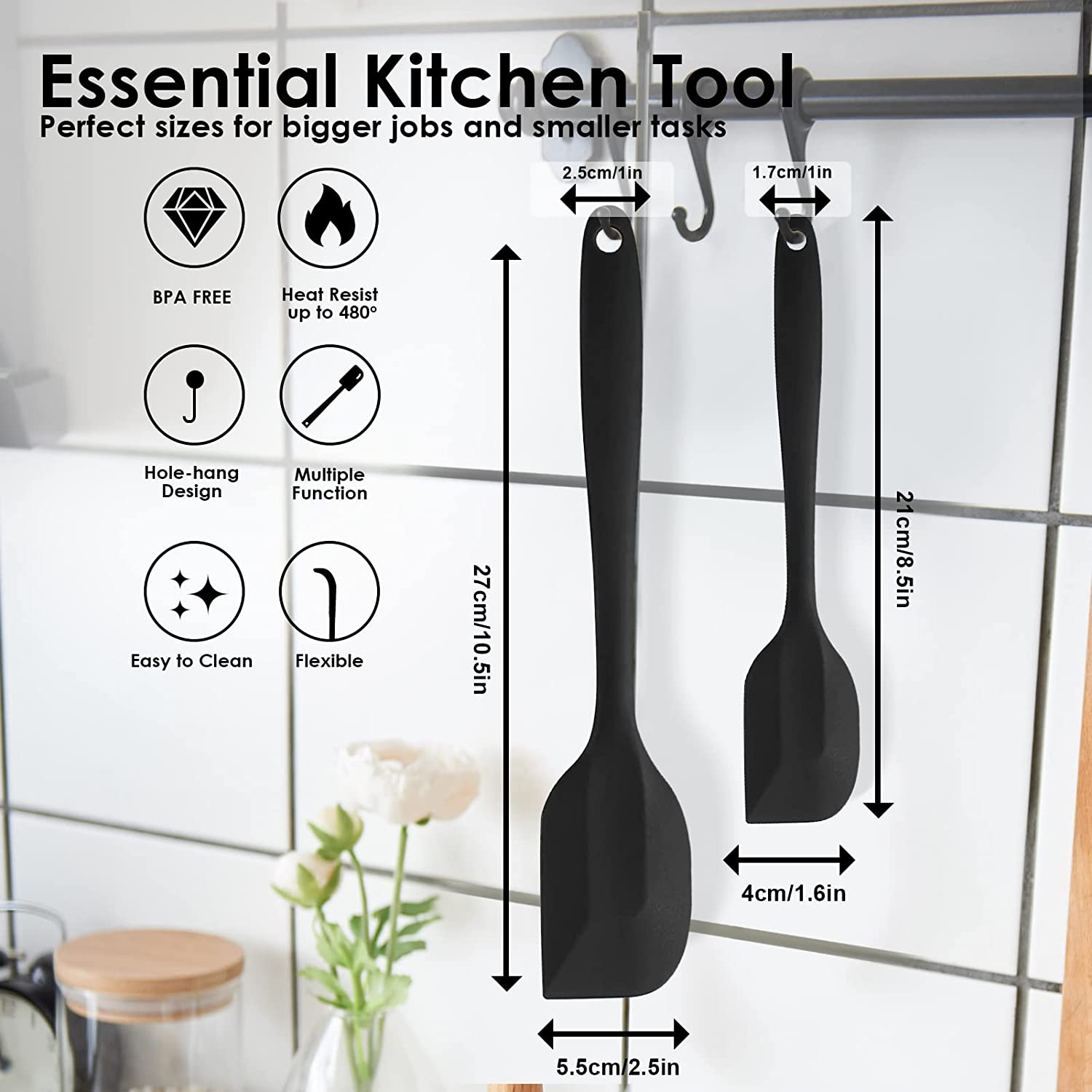 Silicone Spatula Turner Set of 2, Heat Resistant Silicone Spatula Set, Bpa-Free, Non-Stick Safe Kitchen Gadgets for Everyday Cooking image number 5