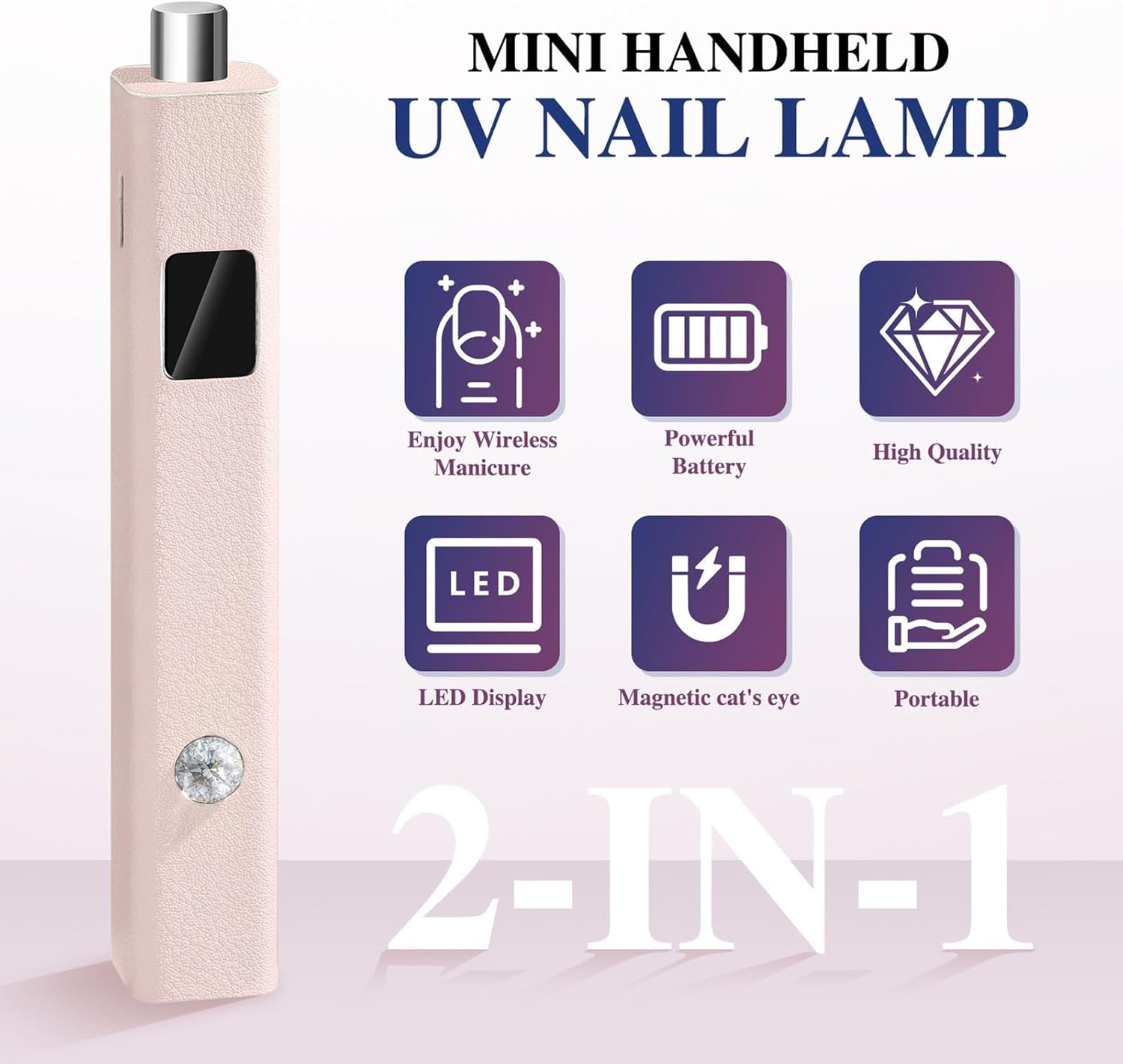 Wjnflqn Gel Nail Light | Nail Lamp with Magnets - Rechargeable Handheld Manicure Tool Light for Dorm Salon Room Travel Home Counter Personal Care Routine Bathroom Manicure image number 3