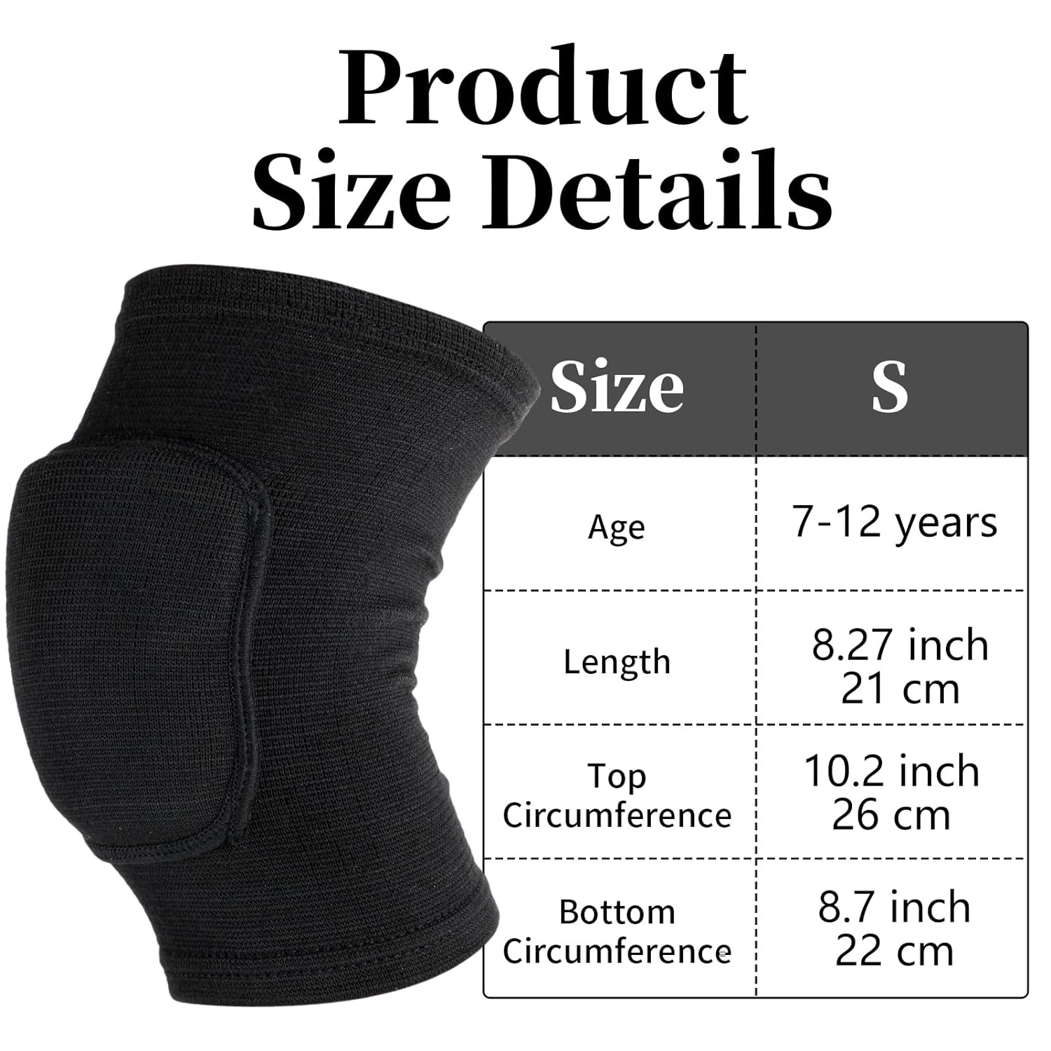 Sibba Kids Knee Pad, Breathable Elastic Knee Brace, Anti-Slip Padded Sponge Knee Protector for Volleyball Dance Running Skating Basketball Football Sports image number 2