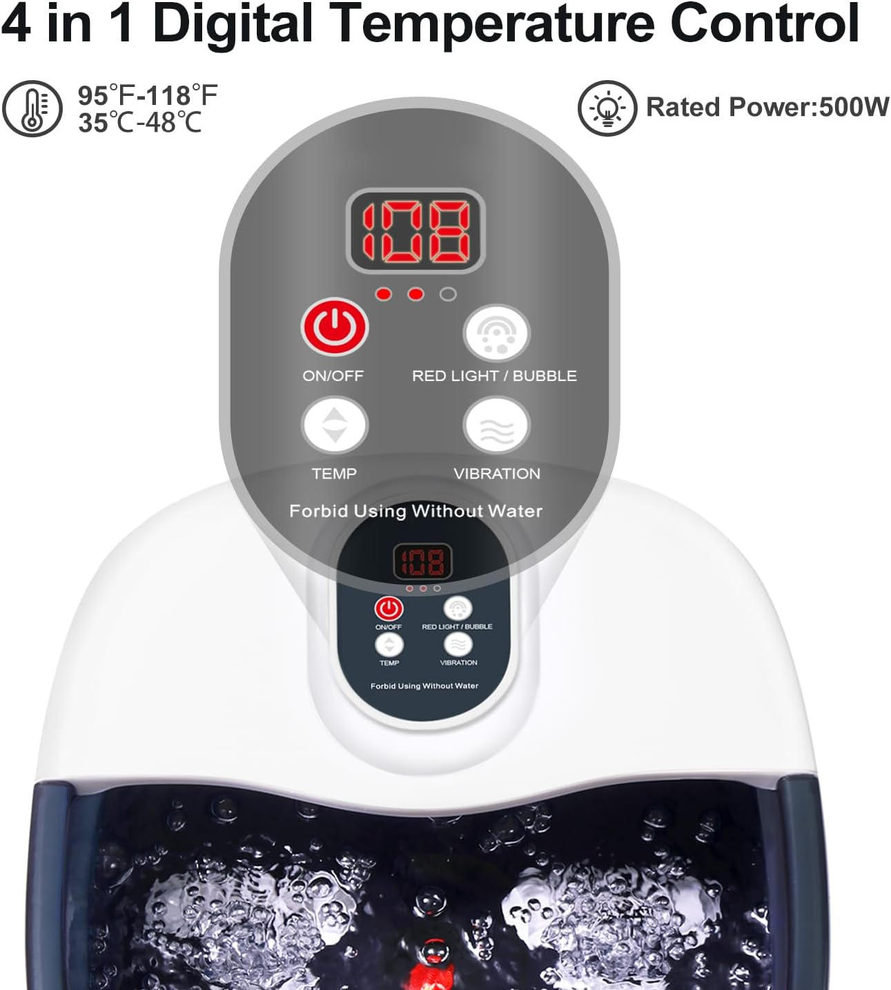 Foootcu Foot Spa Bath Massager with Heat Bubbles and Vibration Massage and Jets, Pedicure Foot Spa Tub of 16 OZ Lavender Epsom Salt, Foot Soaker with Temperature Control image number 1