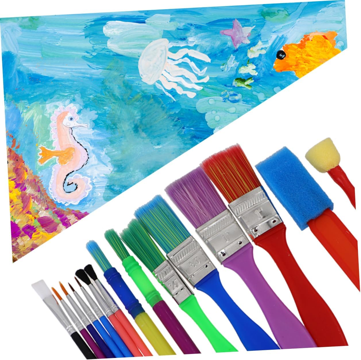 Vaguelly 21Pcs Set Early DIY Learning Handle Paint Brush Tools for Painting Tools for Imagination Painting Tools Paint Brush round Paint Brush DIY Painting Brush image number 1