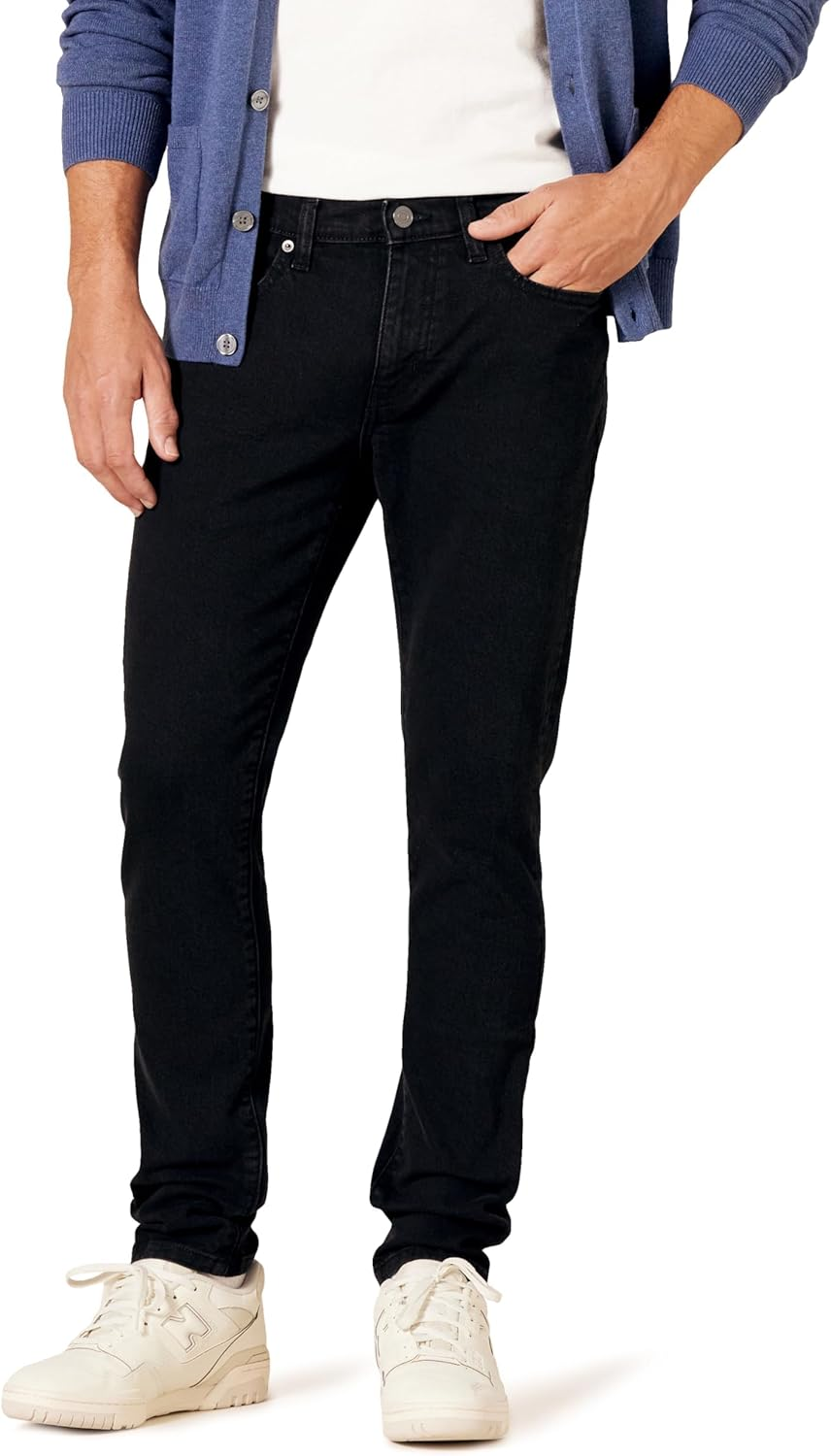 Amazon Essentials Men'S Skinny-Fit Stretch Jean, Washed Black, 33W X 32L image number 4