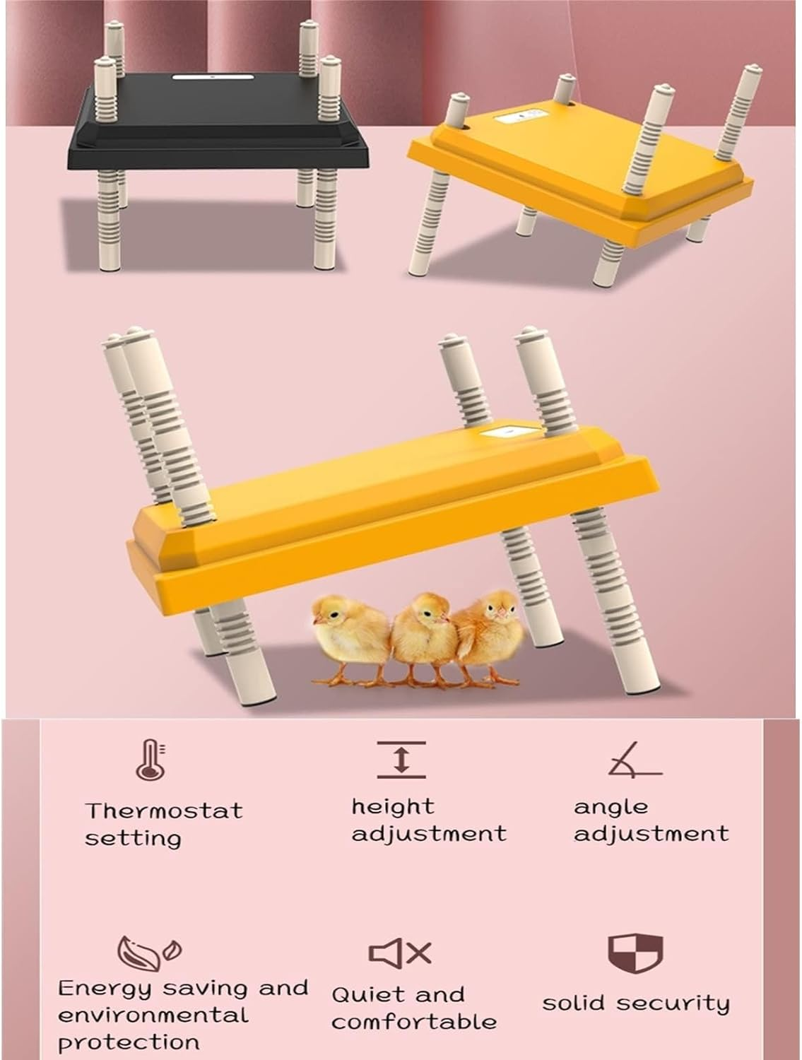 Brooder Heater for Chicks, Chicks Heating Plate with Adjustable Height and Angle 15W Chicken Brooder Warm like Mother Hen (Orange, 30CM) image number 5