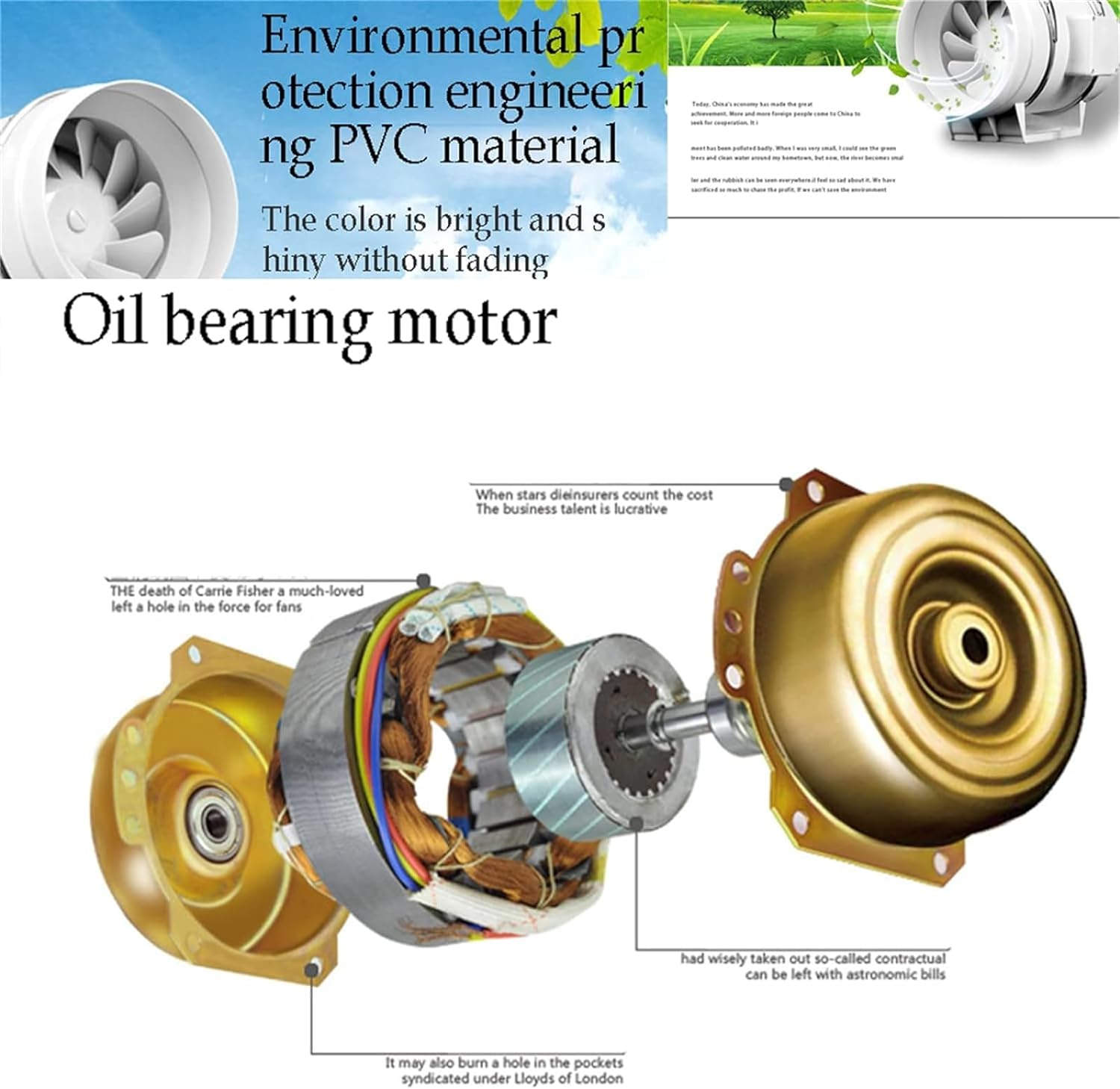 6" Inline Duct Fan Pre-Wired Exhaust Fan,Ventilation Fan Hydroponic Inline Exhaust Industrial Vent Silent Fan Extractor Duct for Grow Tents/Hydroponics/Booster Smoke Moving White Immutable Speed image number 2