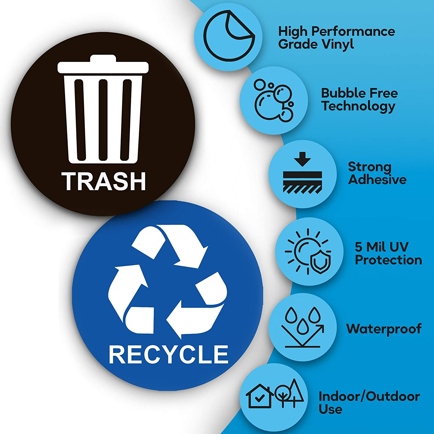Recycle Sticker Signs for Trash Can - Perfect Bin Labels - 5" by 5" - 2 Pack - Ideal for Home or Office Use image number 3