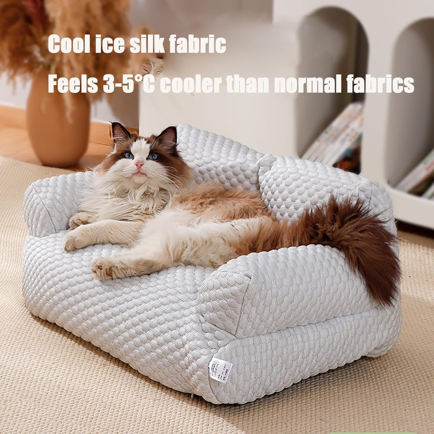 Cooling Pet Bed, Dog Cat Beds for Indoor, Summer Cooling Pet Sofa Bed, Washable Medium Pet Bed for Puppy and Small to Large Kitten with Anti-Slip Bottom, Fits up to 65Lbs Pets image number 6