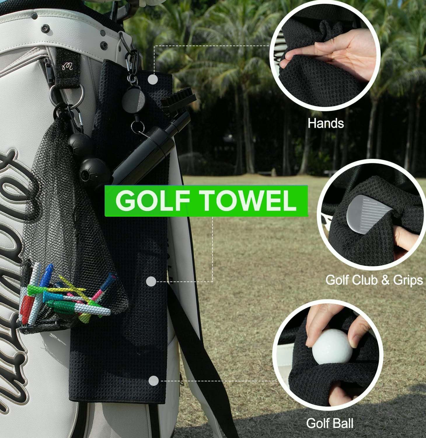 Golf Clean Tool 7 Set,Golf Towel and Brush Golf Club Brush Golf Ball Alignment Kit Divot Repair Tool Golf Ball & Tee Holder Suitable for Golf Lovers Golf Bag Accessories image number 1