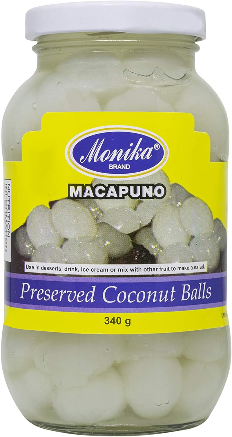 Monika Sweet Macapuno Balls in Heavy Syrup, 340 G