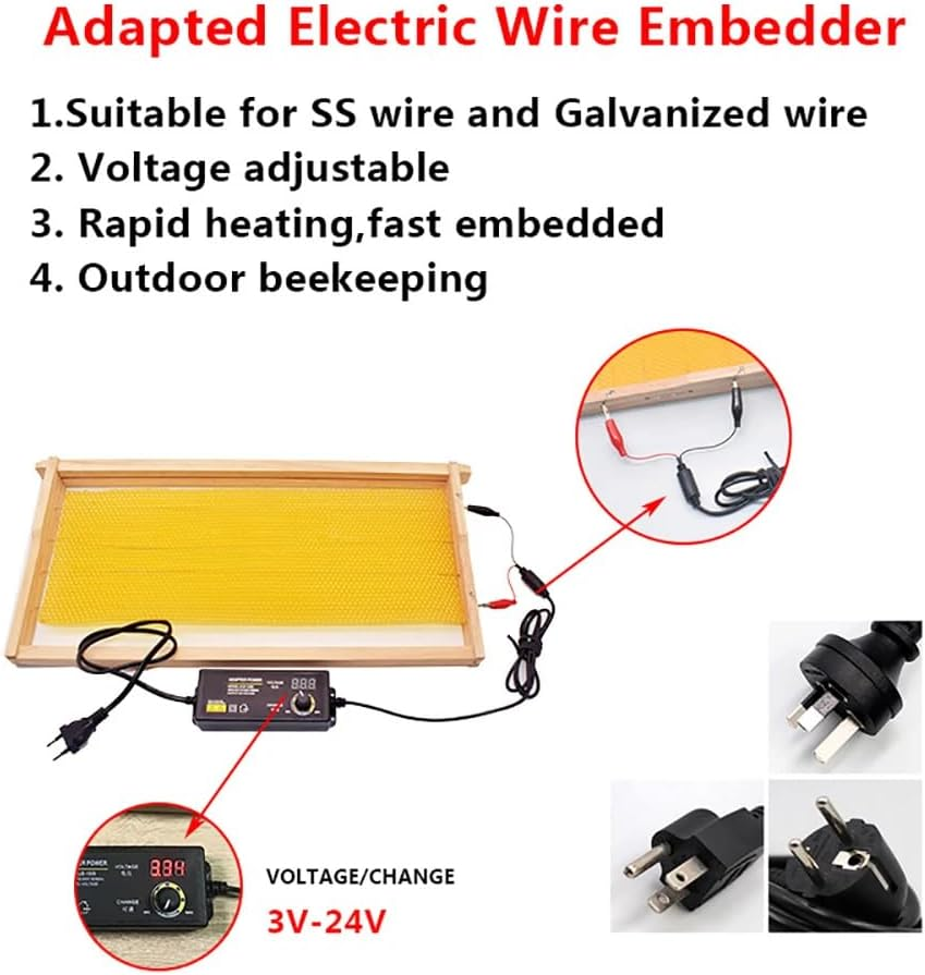 Beekeeping Electric Heating Embedder Frame Digital Display Wire Embedder Beeswax Foundation Installer Temperature Adjustable (Clip Type) image number 4
