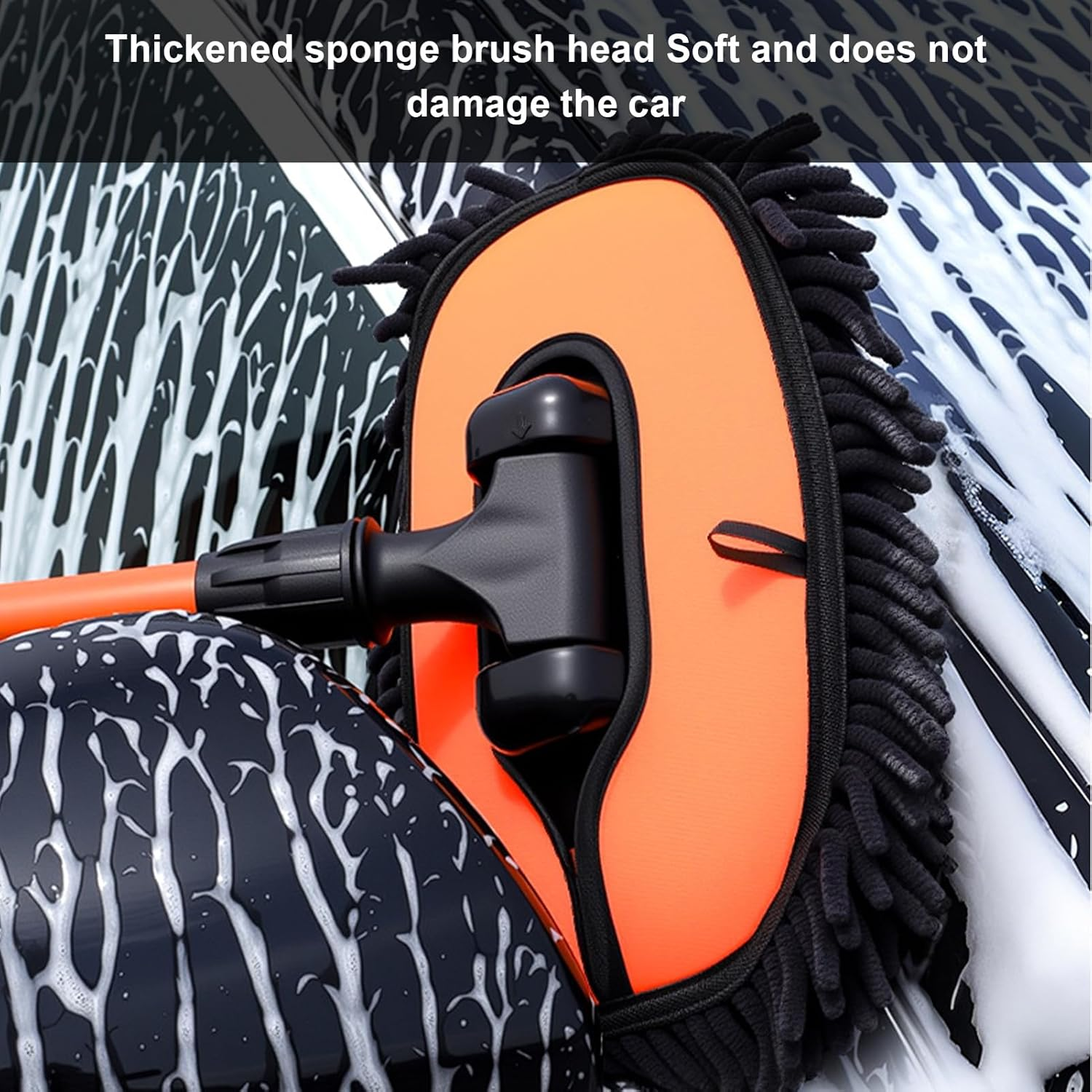 Mirpuytn Car Mop to Wash Car, Cleaning Care Brush, Long Handle No Scratch Extendable Duster for Auto Automotive Dirt Truck Detailing Vehicle Dust Washing