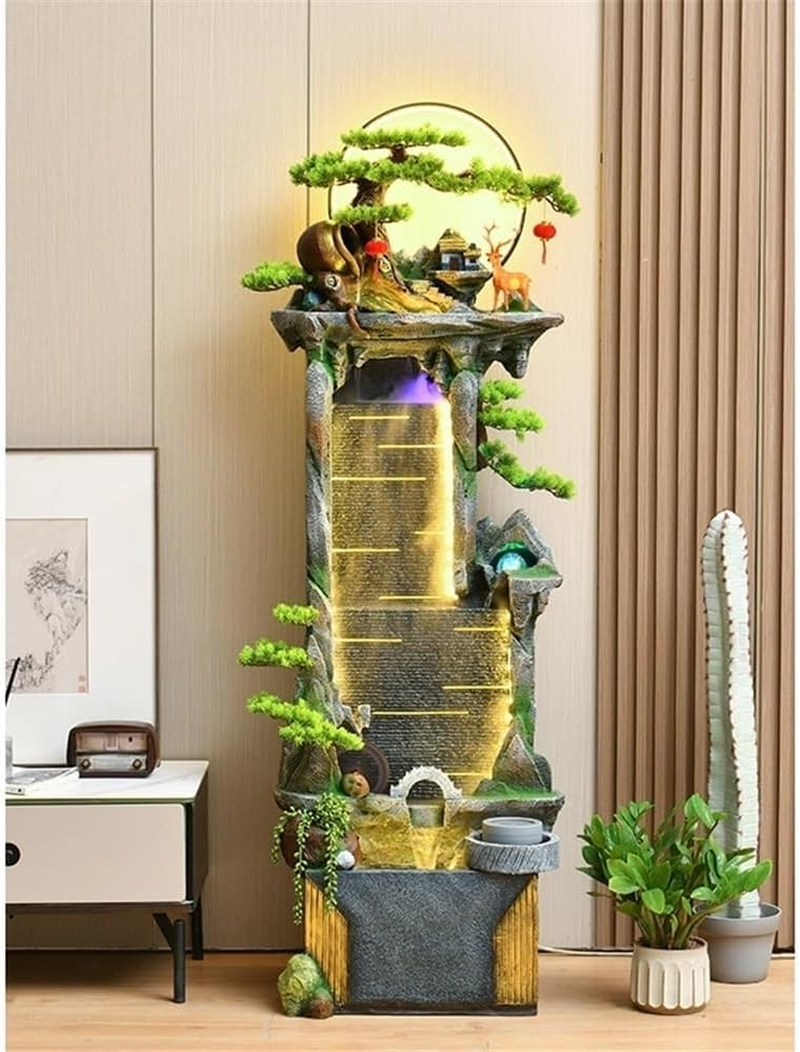 Outdoor Fountain Indoor Water Fountain Waterfall with Lighting, 147Cm Tall Tiered Fountains for Garden, Patio, Backyard Decor image number 1