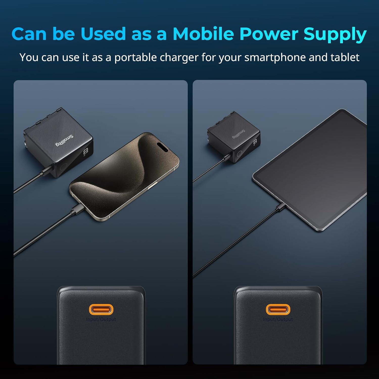 SMALLRIG 10500Mah Replacement USB-C Battery for Sony NP-F970, PD 36W Fast Charging, 3.5H Fully Charged, for Sony FX3/A7 IV/A7S III, for Canon R5/R6, for Nikon Z8, Power Supply for LED Light, Monitor - Orange image number 7