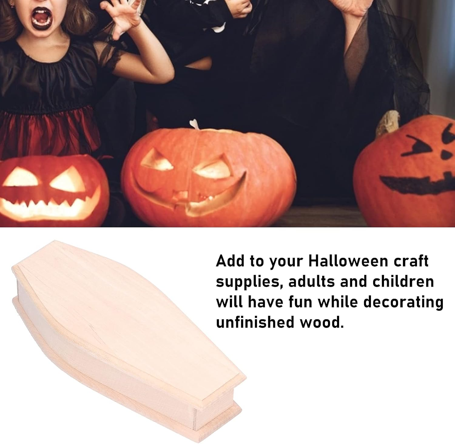 1: 12 Scale Wooden Halloween Coffin Box - 7.0 X 3.0 X 1.8In DIY Unfinished Coffins for Crafts, Party Treat Trays, and Mini Coffin Decor - Dollhouse Accessories image number 4