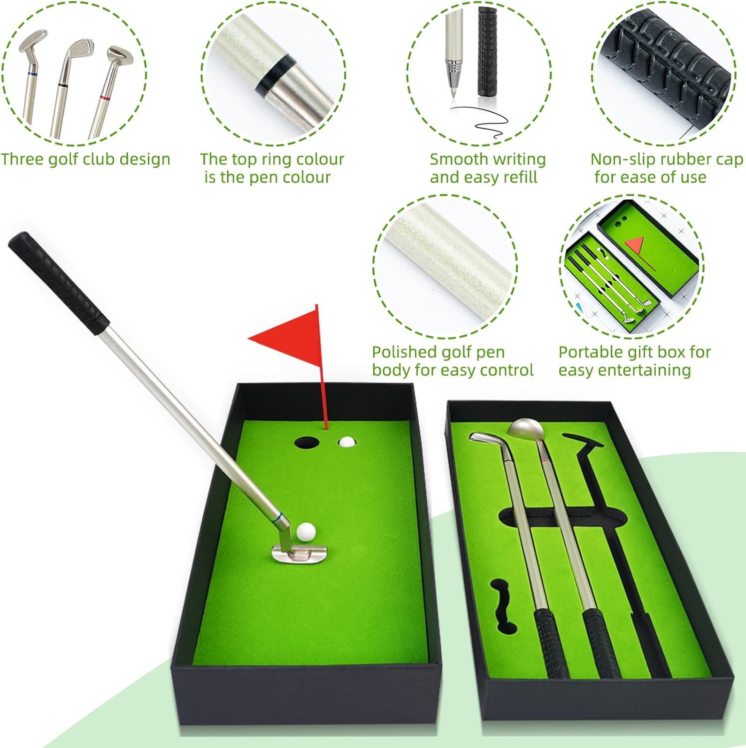 Upgraded Desktop Golf Pen Set - Includes Putting Green with Ball and Flag, Top Mini Golf Club Toy Driving Range, Golf Ball & Ballpoint Pen for Father, Trade Pen,Valentine'S Day image number 4