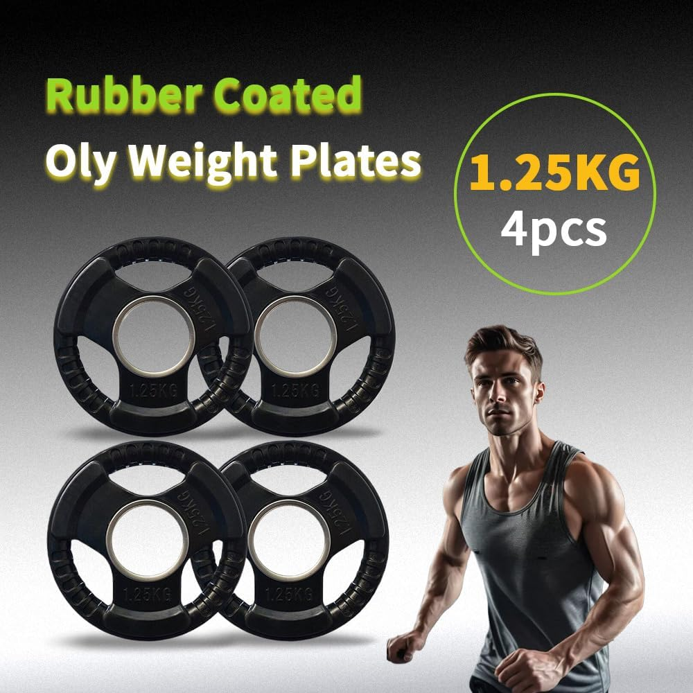 Olympic Rubber Grip Weight Plates for Barbell, 2-Inch Cast Iron Weight Plates for Dumbbells & Barbells,Ideal for Crossfit Weightlifting and Strength Training in Home & Gym image number 2
