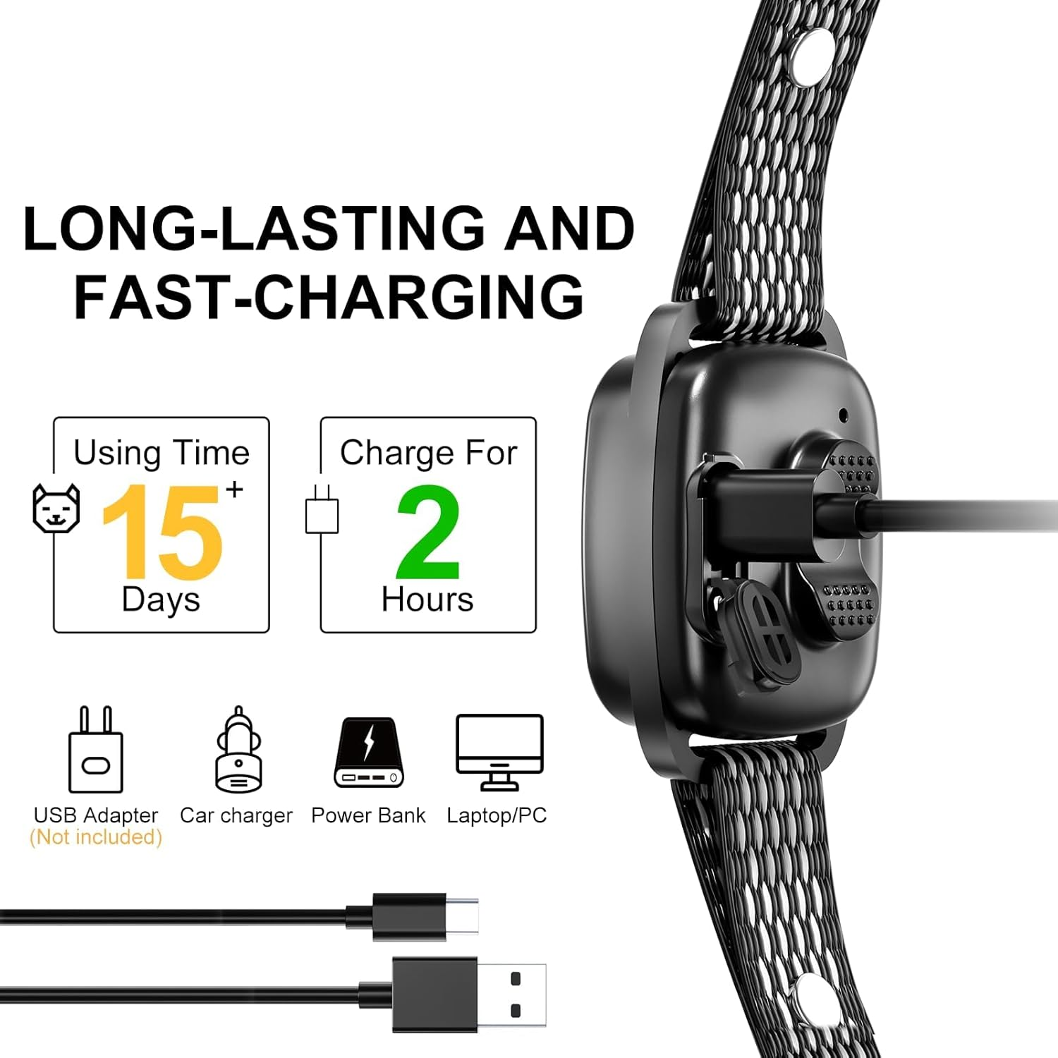 Small Dog Bark Collar, Rechargeable anti Bark Collar for Small Dogs-Bark Control Device with Adjustable Sensitivity and Intensity Beep Vibration Bark Collar (Black) image number 4