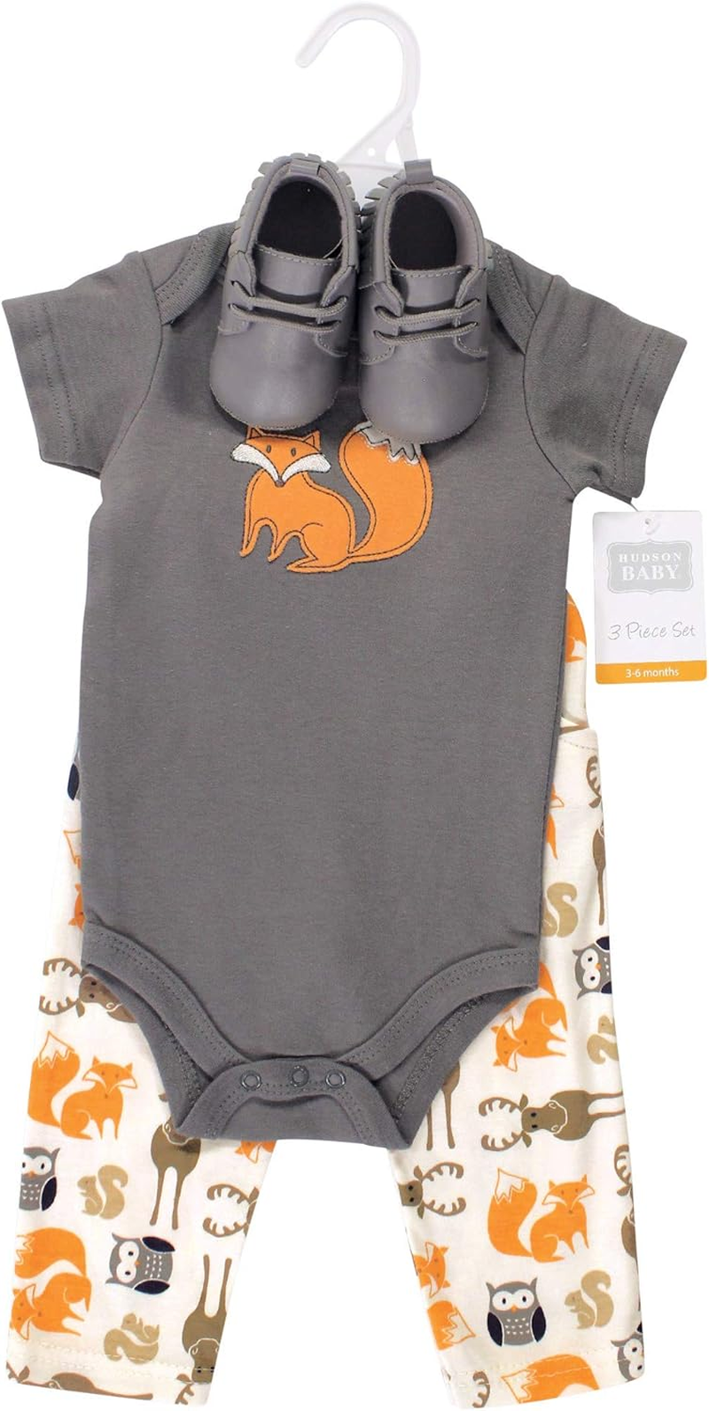 Hudson Baby Baby Cotton Bodysuit, Shorts and Shoe 3 Piece Set image number 1