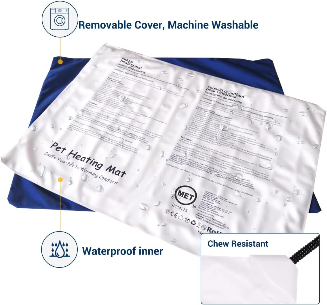 Enjoying Pet Heating Pad 60Cm X 45Cm Dog Heating Pad 7 Level Adjustable Temperature Pet Mat, Blue image number 3