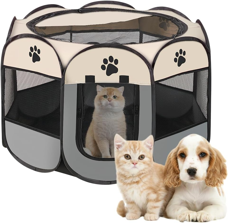 YANGUN Dog Playpen, Puppy Playpen, Pet Playpen, Foldable, Portable Playpen for Home, Dog Kennel, Playpen for Dogs, Cats, Rabbits, Small Animals, Indoor and Outdoor, 74 X 74 X 43 Cm image number 2