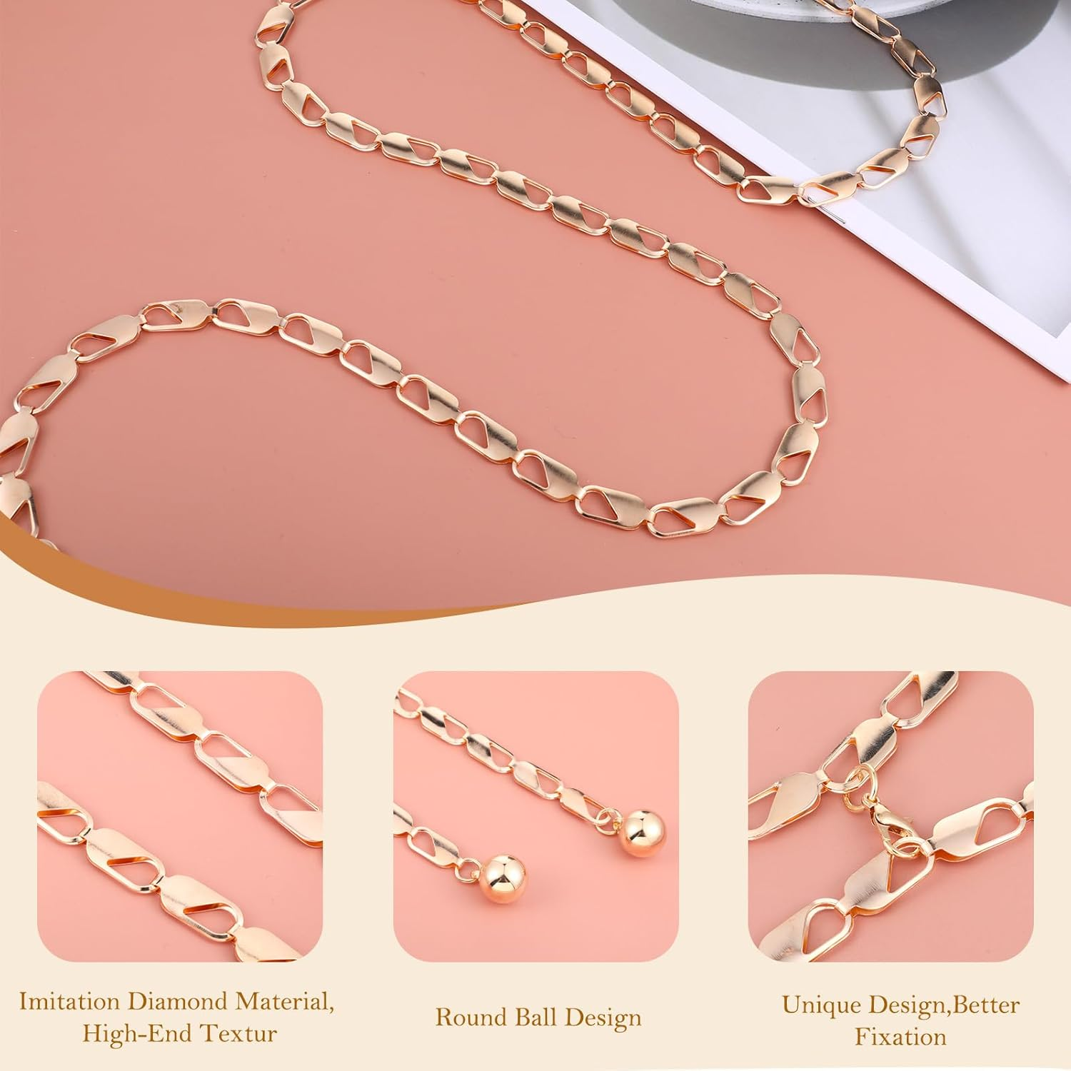 Chain Belt for Women Gold Chain Belt Adjustable Gold Metal Chain Dress Belt Multilayer Chunky Chain Belts for Dress Body Waist Link Belts Chunky Chain Belts for Jeans Dresses, Medium, Iron Alloy image number 6