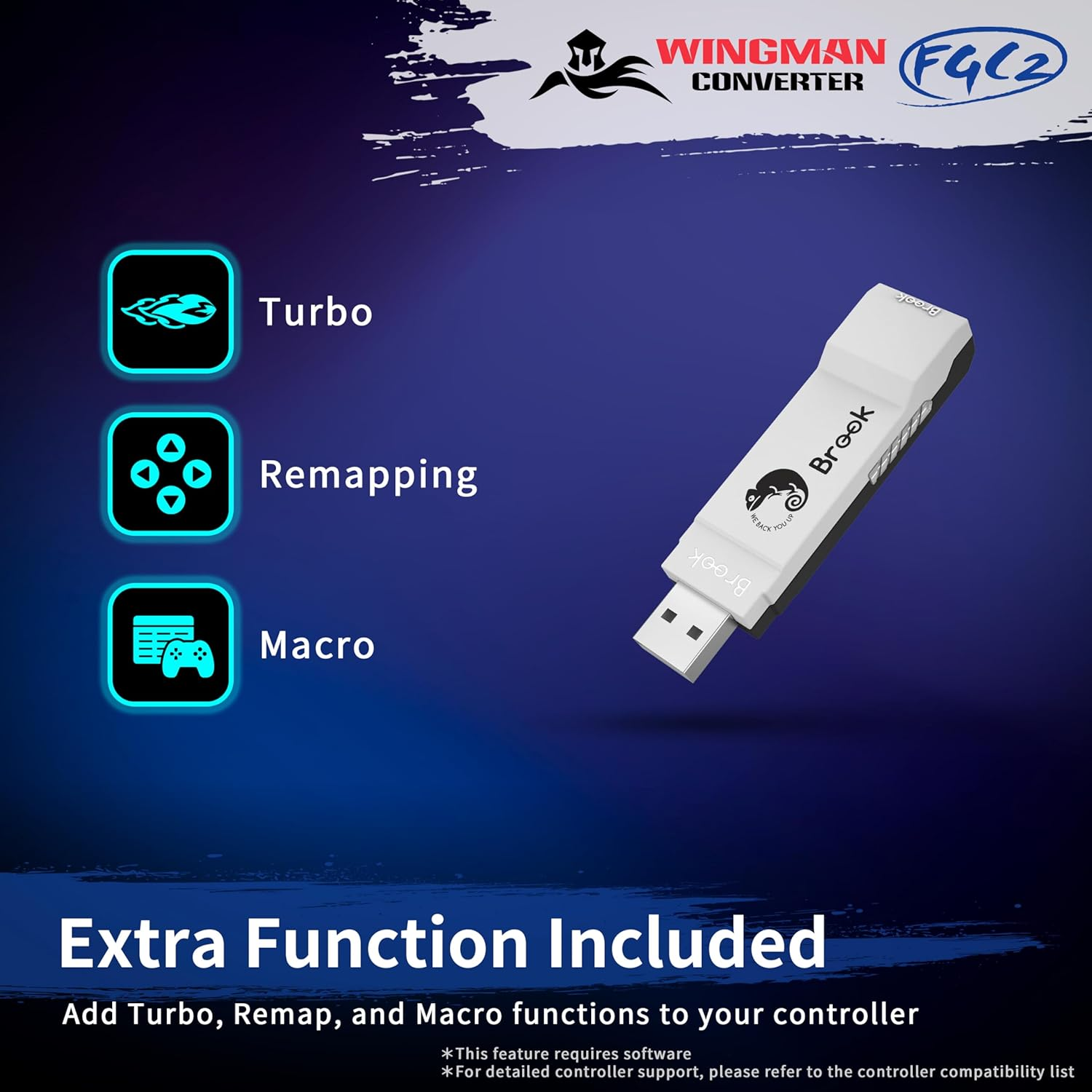 Brook Wingman FGC2 Converter&ndash; Arcade Joystick Adapter for PS5 & PC, Supports All PS5 Games