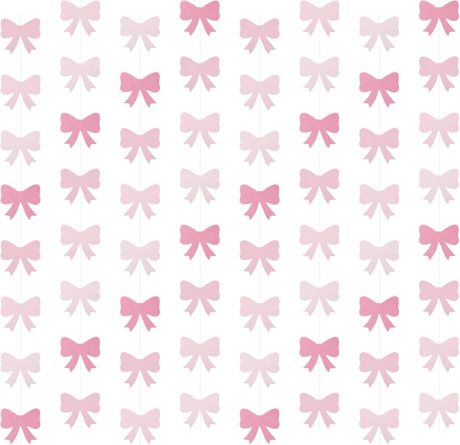 Gosknor 8Pcs Pink Paper Bow Banners, Party Decoration, Curved Shape, for Bow Theme Parties image number 3