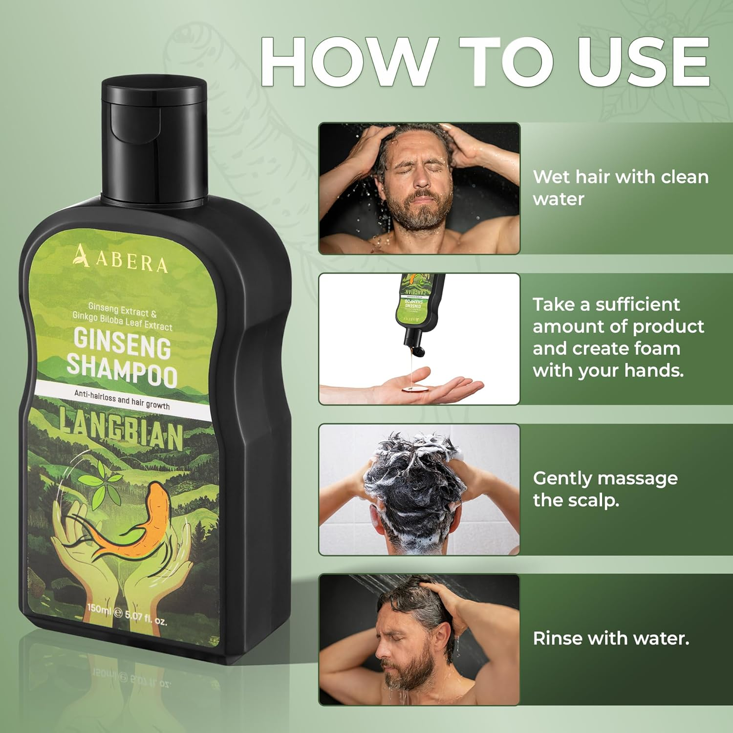 ABERA High-Performance Anti-Dandruff Shampoo &ndash; Herbal Formula with Langbian Ginseng, Natural Deep Cleansing, Sulfate & Paraben Free, Soothes Itchy Scalp &ndash; 150Ml - A. 1 Box image number 1