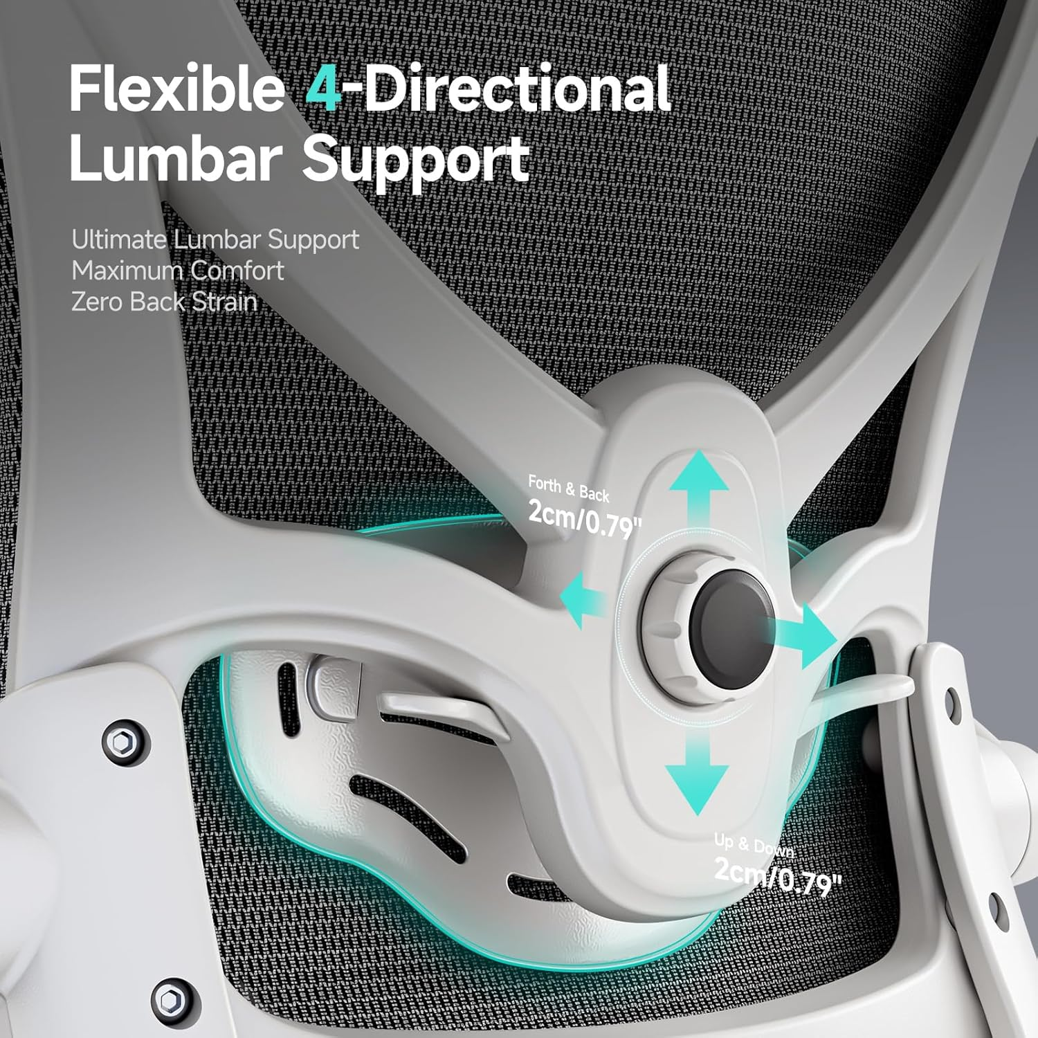 Ergonomic Chair with 3D Headrest, Office Chair with Coat Hanger, Gaming Chair with 2D Lumbar Support & Flip up Arms, Computer Chair Mesh Cushion & Backrest for Office, Study & Meeting, Grey image number 4