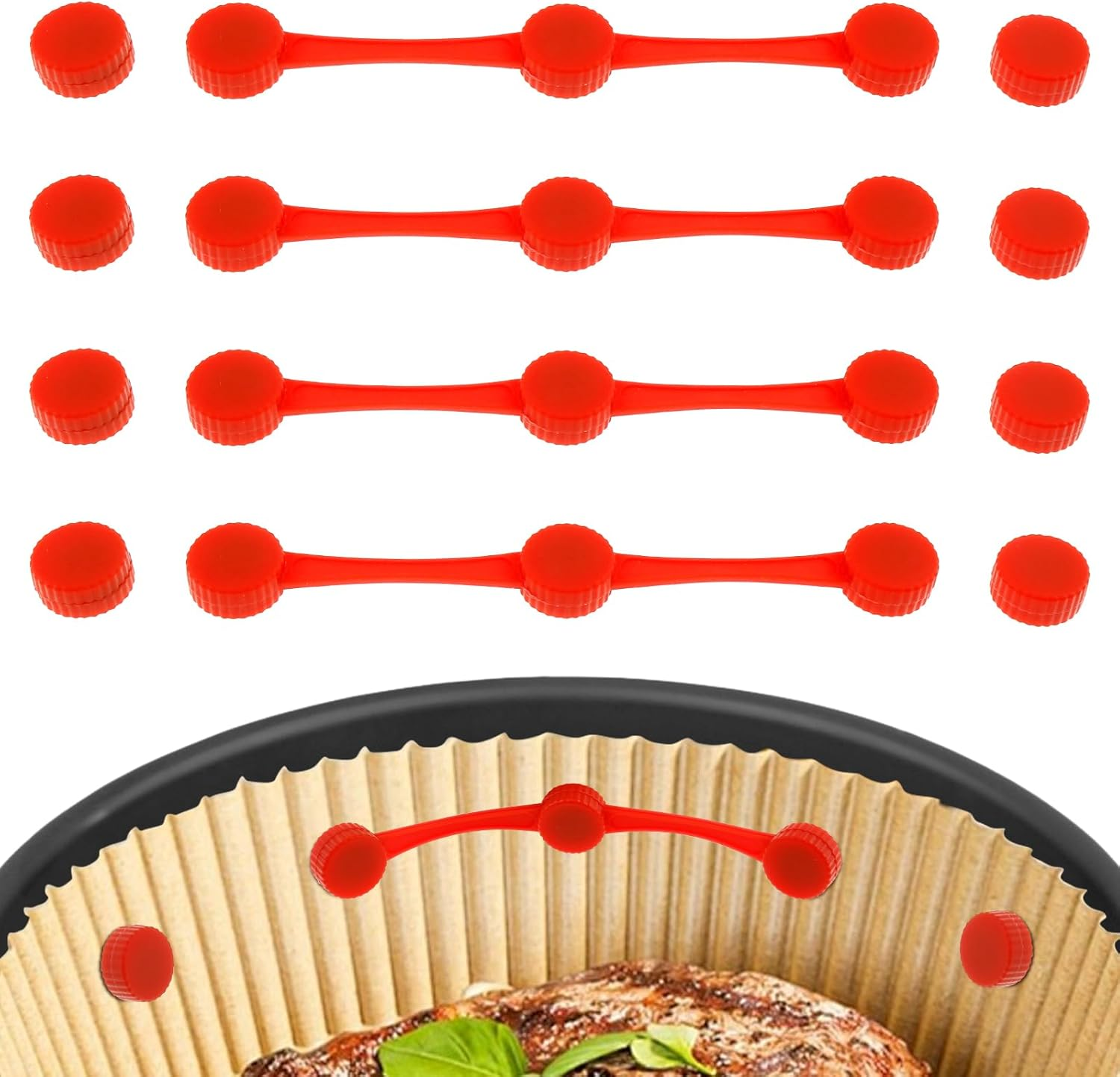 Set of 4 Air Fryer Magnet Silicone Buckle for Holding down Air Fryer Parchment Paper, Heat Resistant Parchment Paper Hold down Buckle, Air Fryers Accessories Parchments Liner Buckles for Kitchen image number 6
