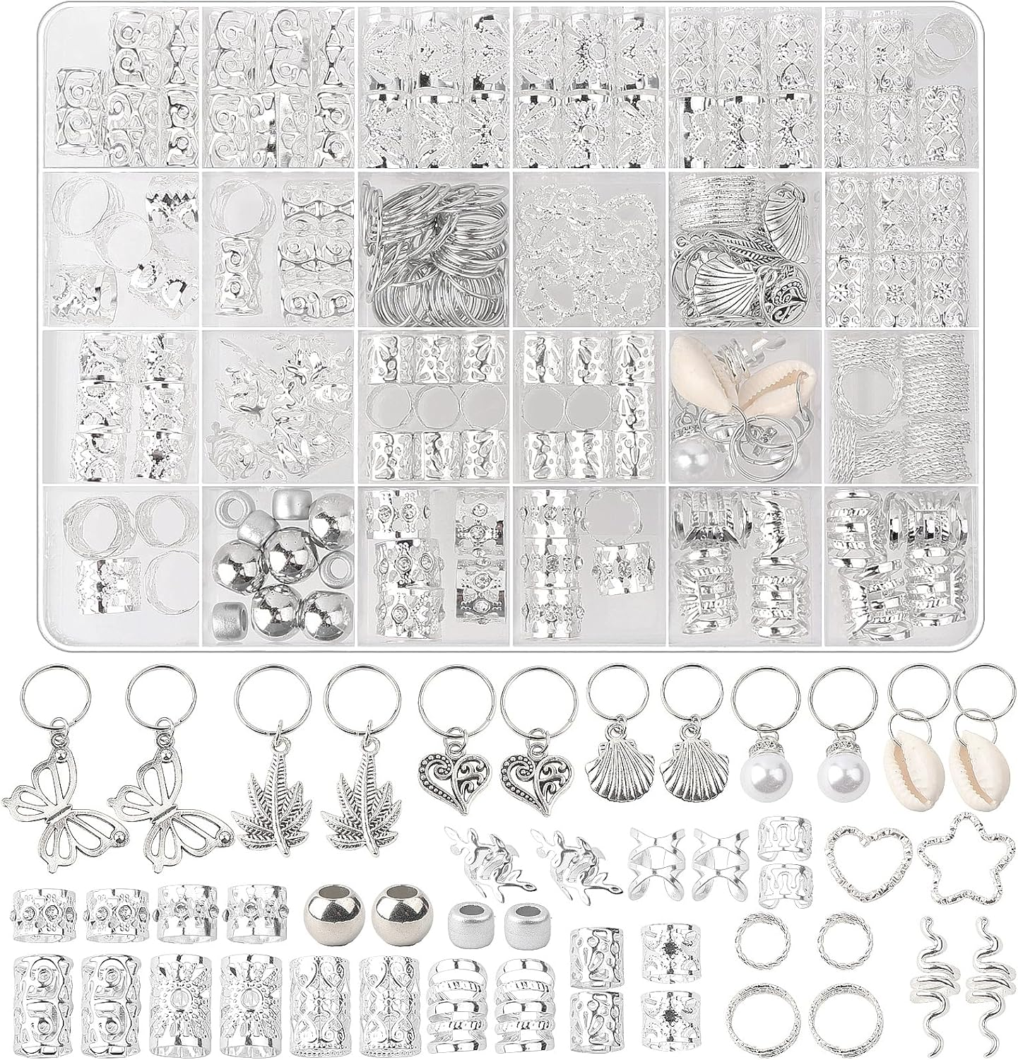 Pack of 236 Dreadlocks Jewellery, Hair Spiral Clips, Dreadlocks Accessories, Jewellery Hair Spiral Clips, a Variety of Fashion Styles, for Decorating Women'S and Men'S Hair