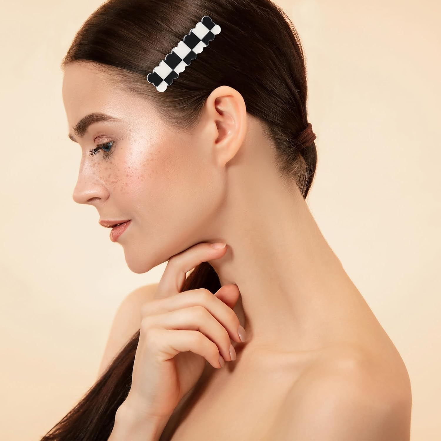 Ymapinc 18 Pcs Small No Bend Hair Clips for Women Thin, 2.6 Inch Black and White Checkered No Crease Snap Hair Barrettes for Thick Flat Claw Clips image number 2