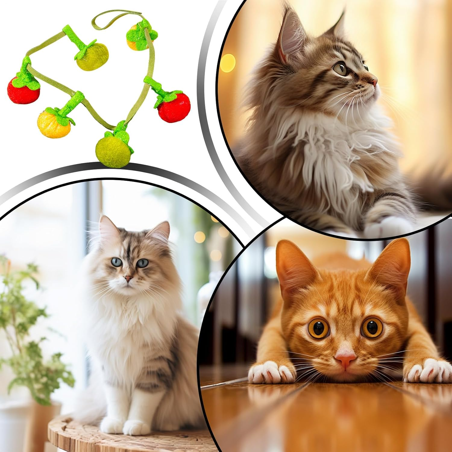 Shurzzesj Cat Toy with Catnip,Kitten Plush Catnip Toys | Boredom Animals Interactive Companion Tomato Shape for Backyard Park Living Room Bedroom image number 2